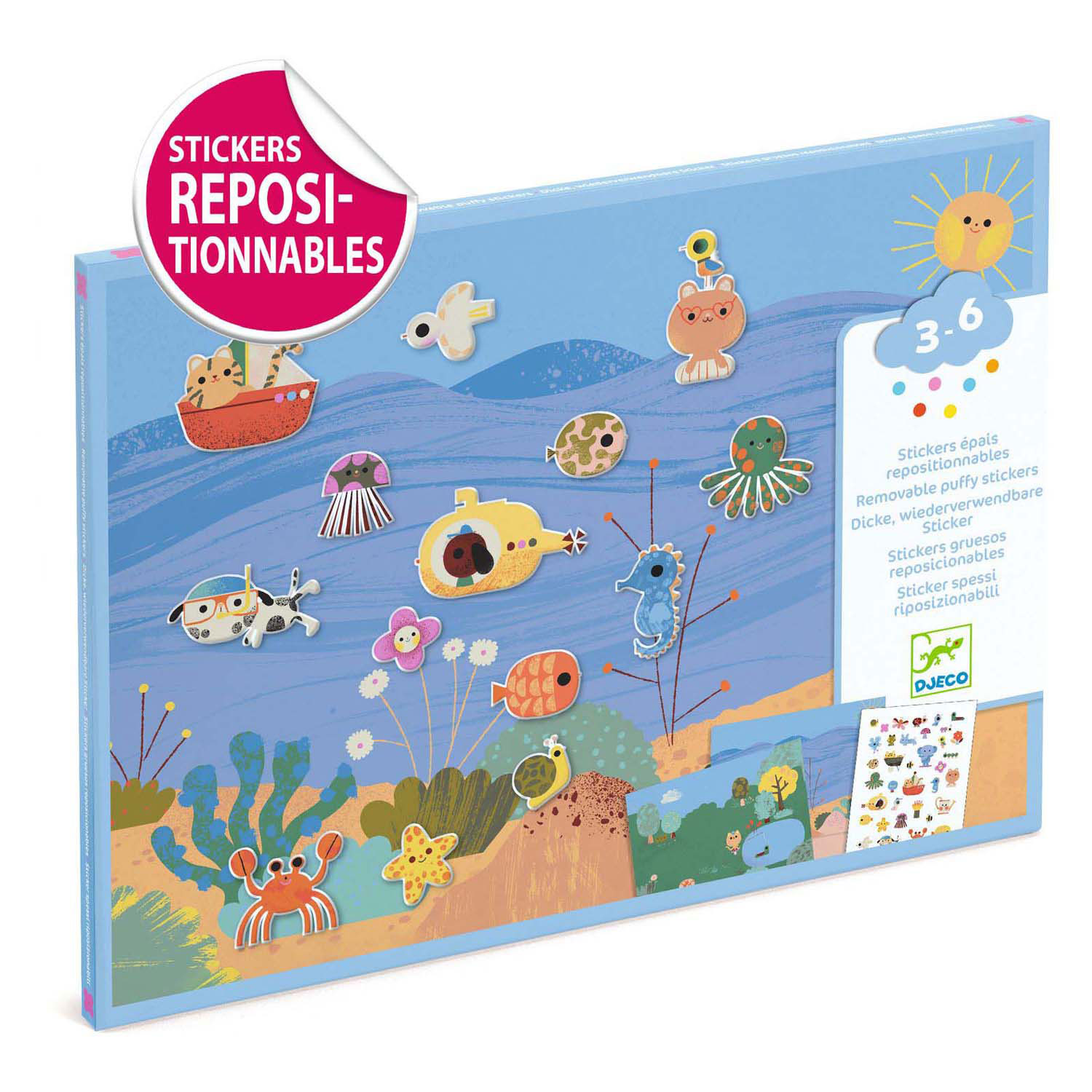 Djeco Puffy Stickers mit klebrigem Hintergrund 'Sommer'