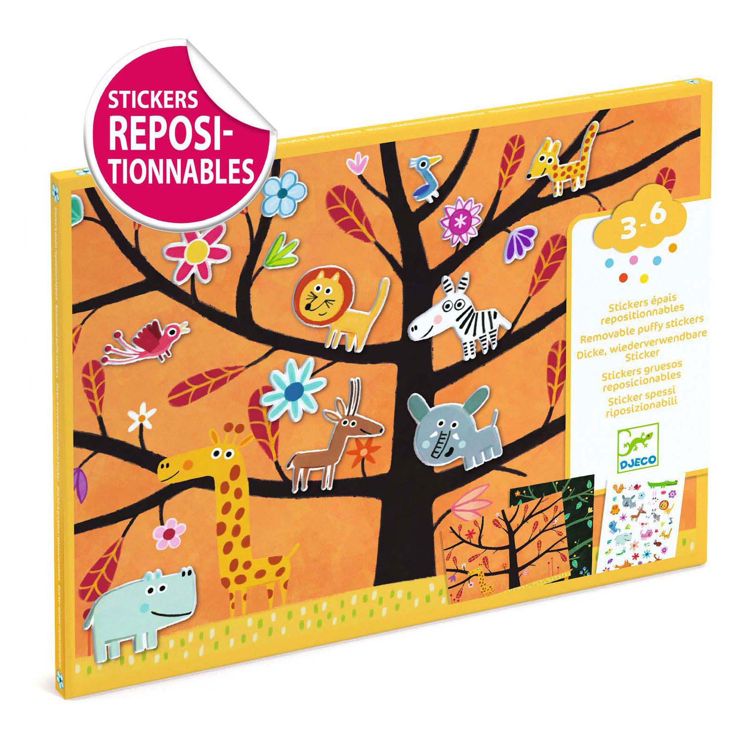 Djeco Kreativordner mit 30 Stickern - Baumtiere