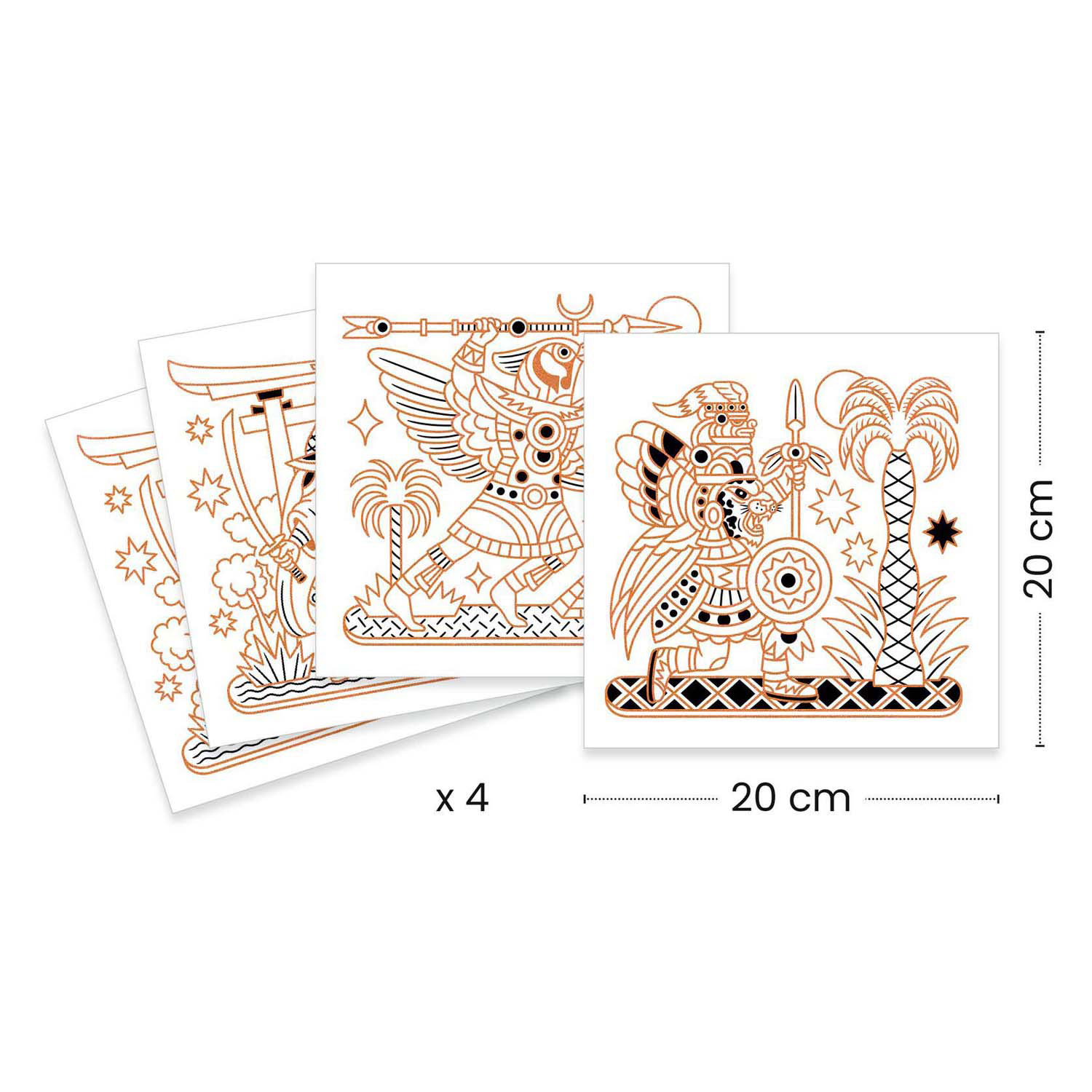 Djeco Metallic Kleurplaten 'Helden uit het Oude Egypte' - 4st.