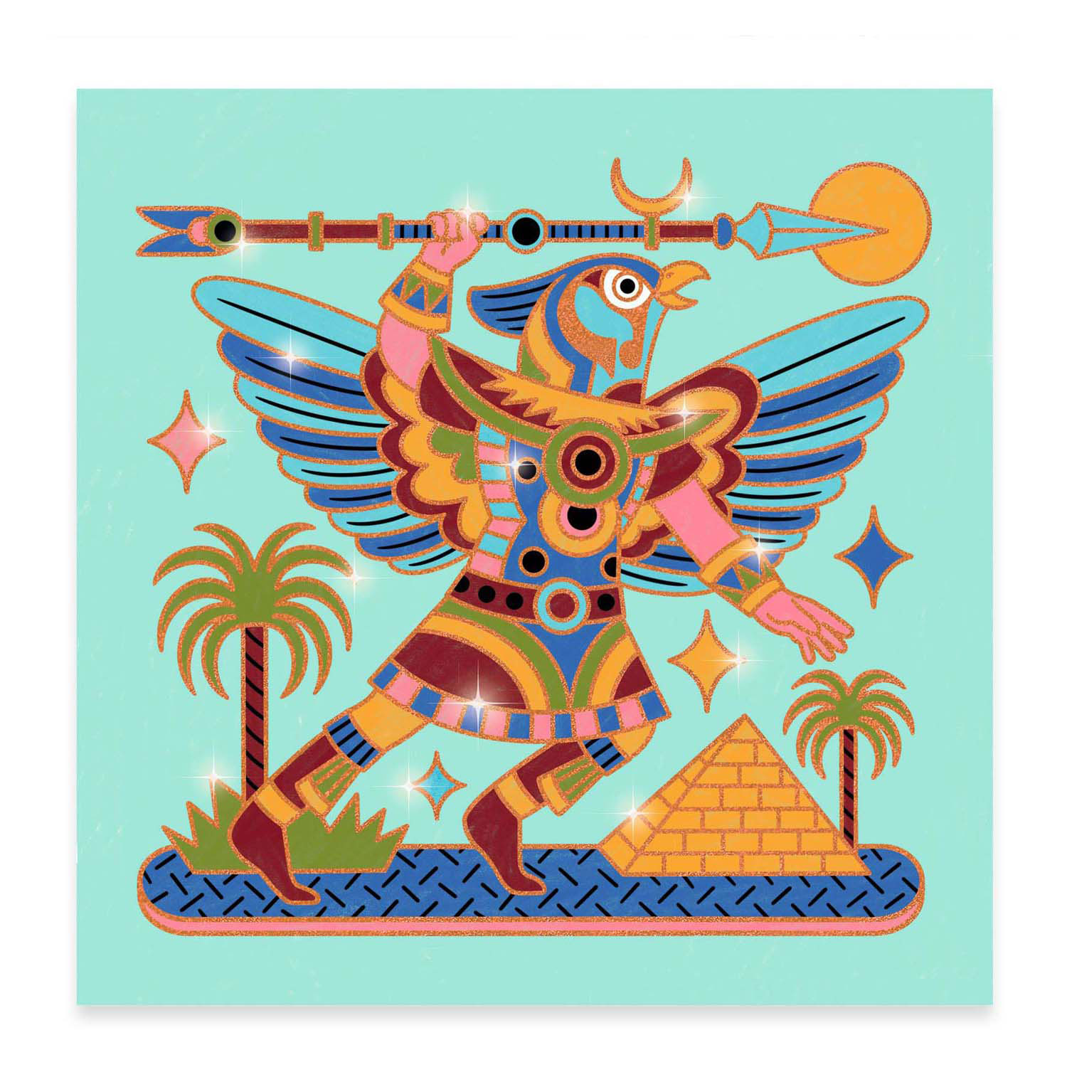 Djeco Metallic Kleurplaten 'Helden uit het Oude Egypte' - 4st.