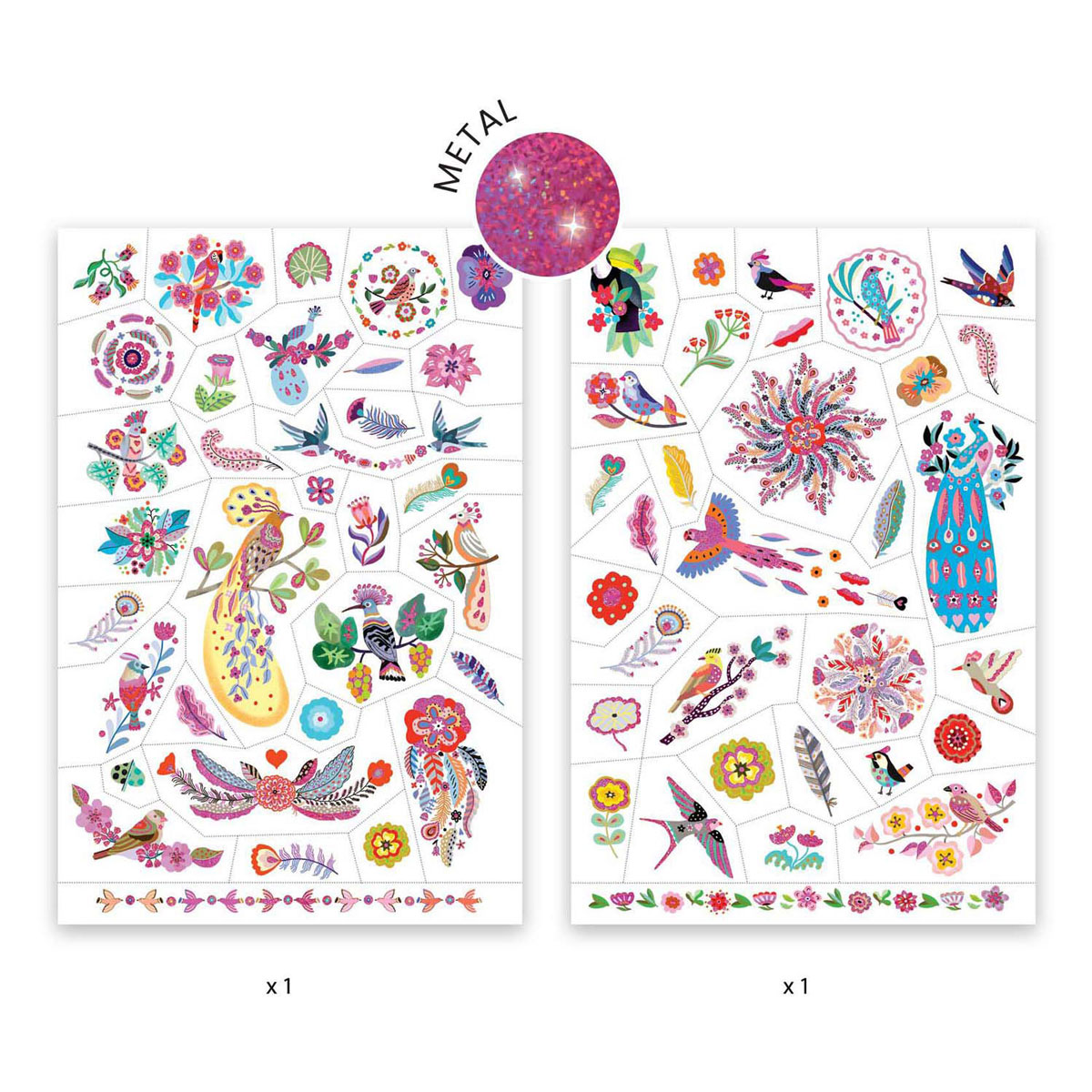 Tatouages Djeco - Oiseaux Métalliques