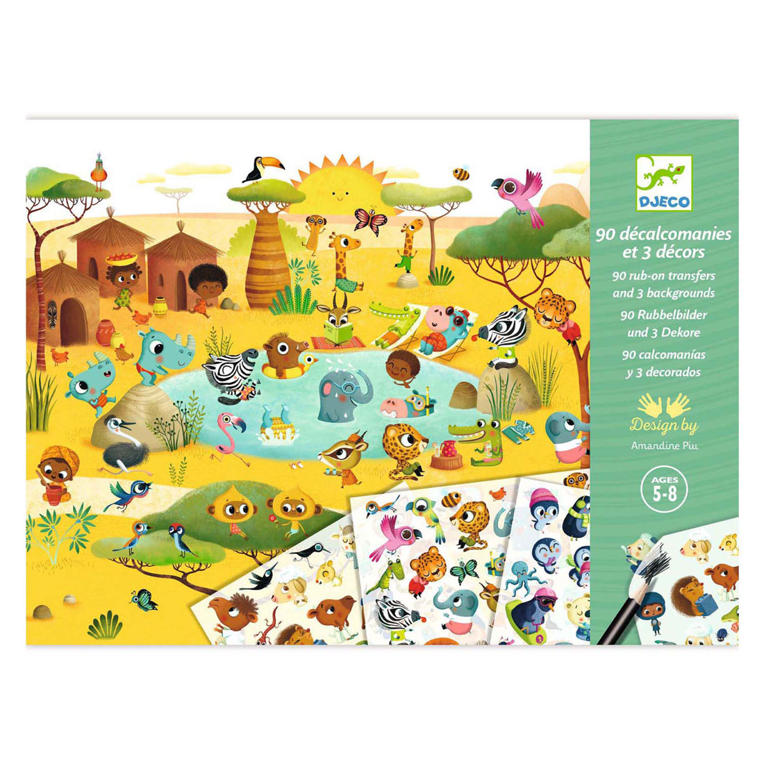 Djeco Rub-on Images Pôle Nord et Savane - 93 pcs.