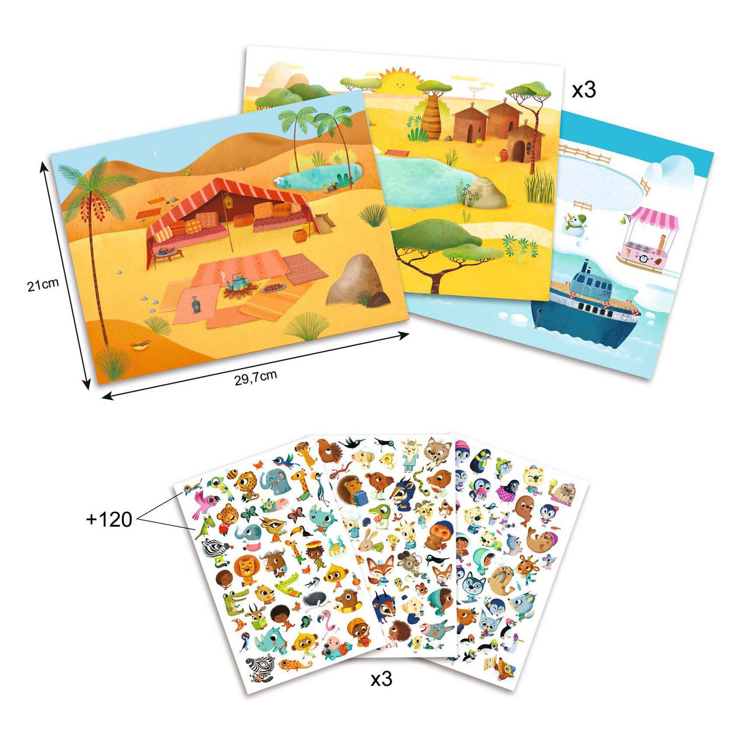 Djeco Rub-on Images Pôle Nord et Savane - 93 pcs.
