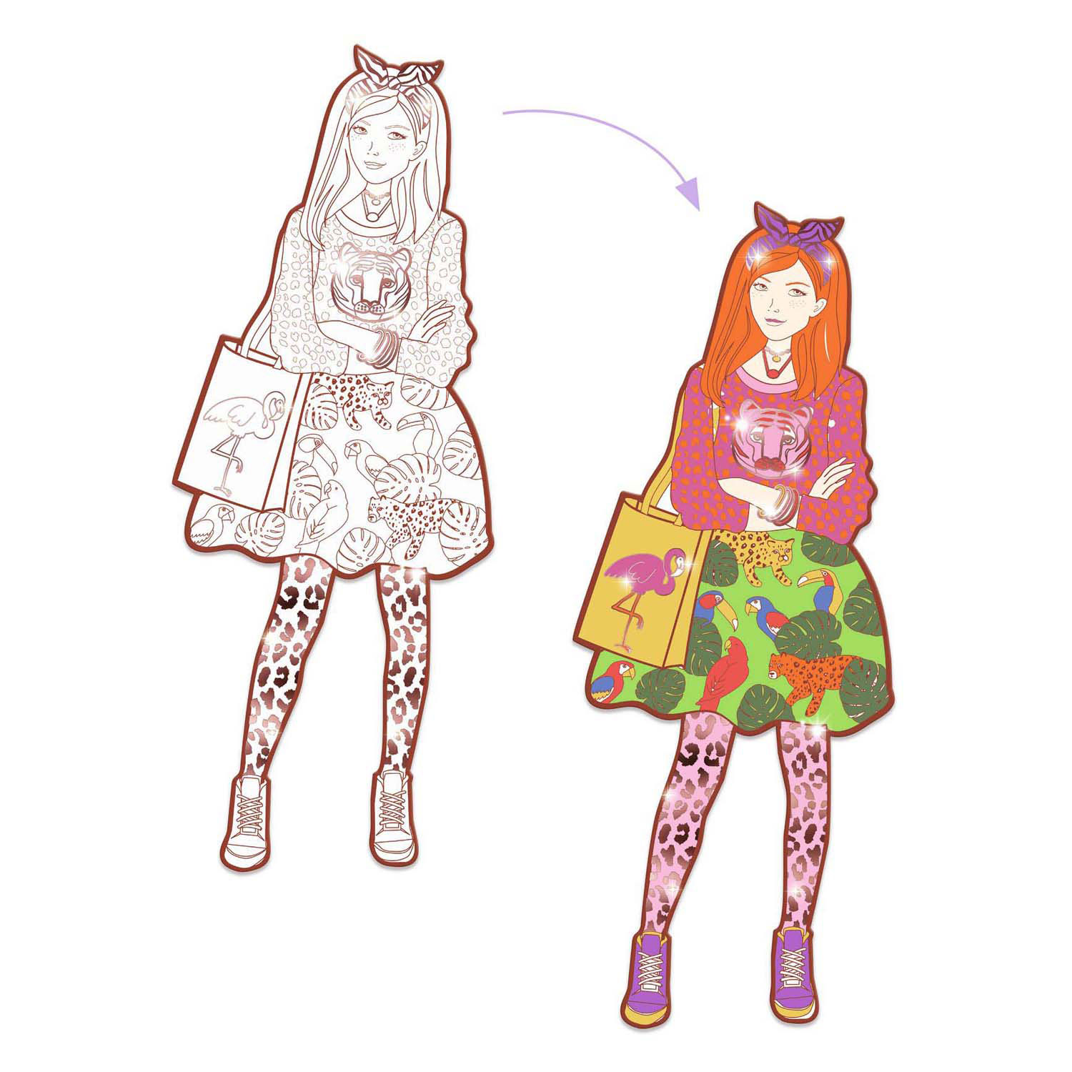 Coloriages Silhouette Mode Djeco Nina 32cm - 4 pcs.