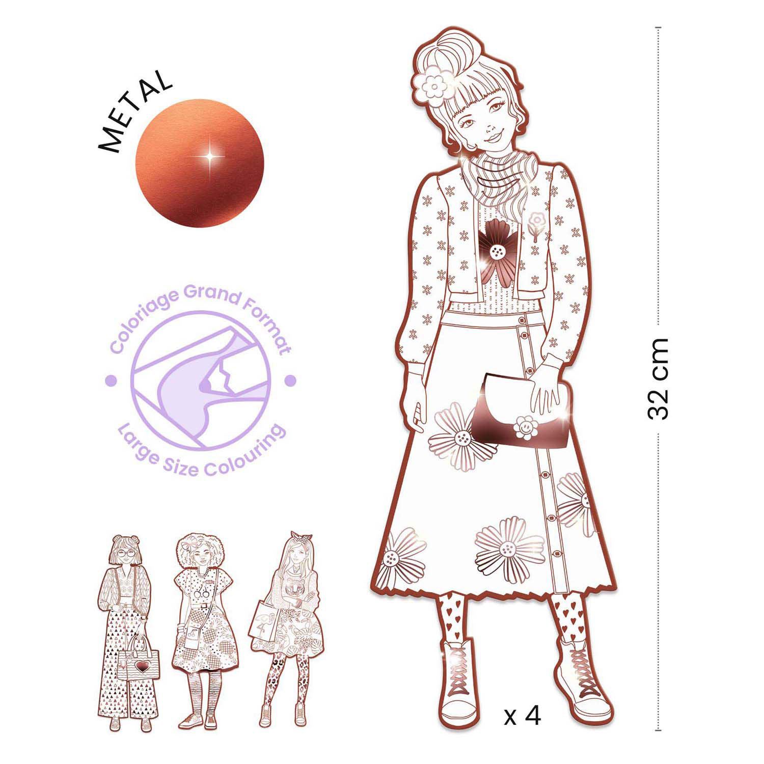 Coloriages Silhouette Mode Djeco Nina 32cm - 4 pcs.
