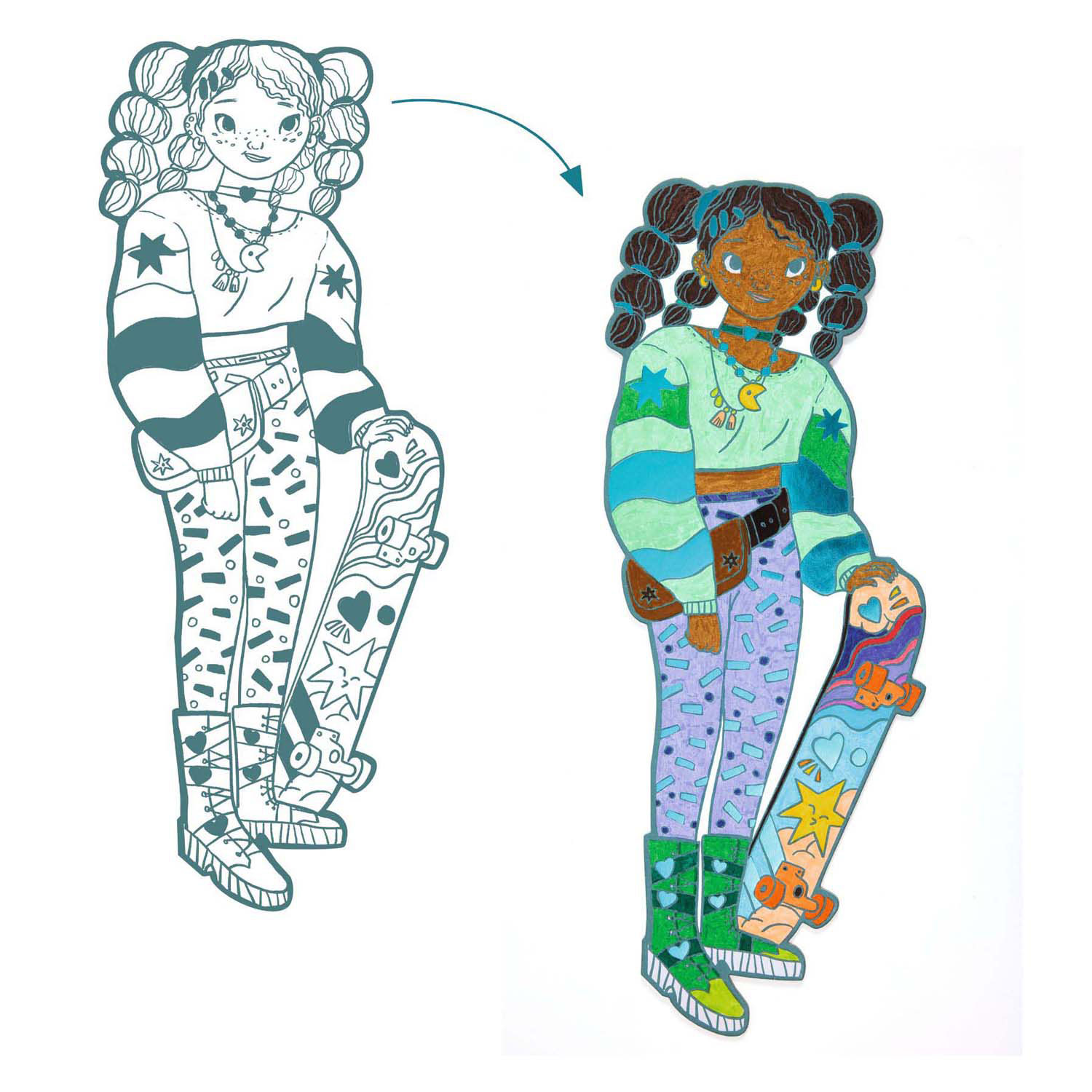 Coloriages Djeco Fashion Silhouette Anjele 32cm - 4 pcs.