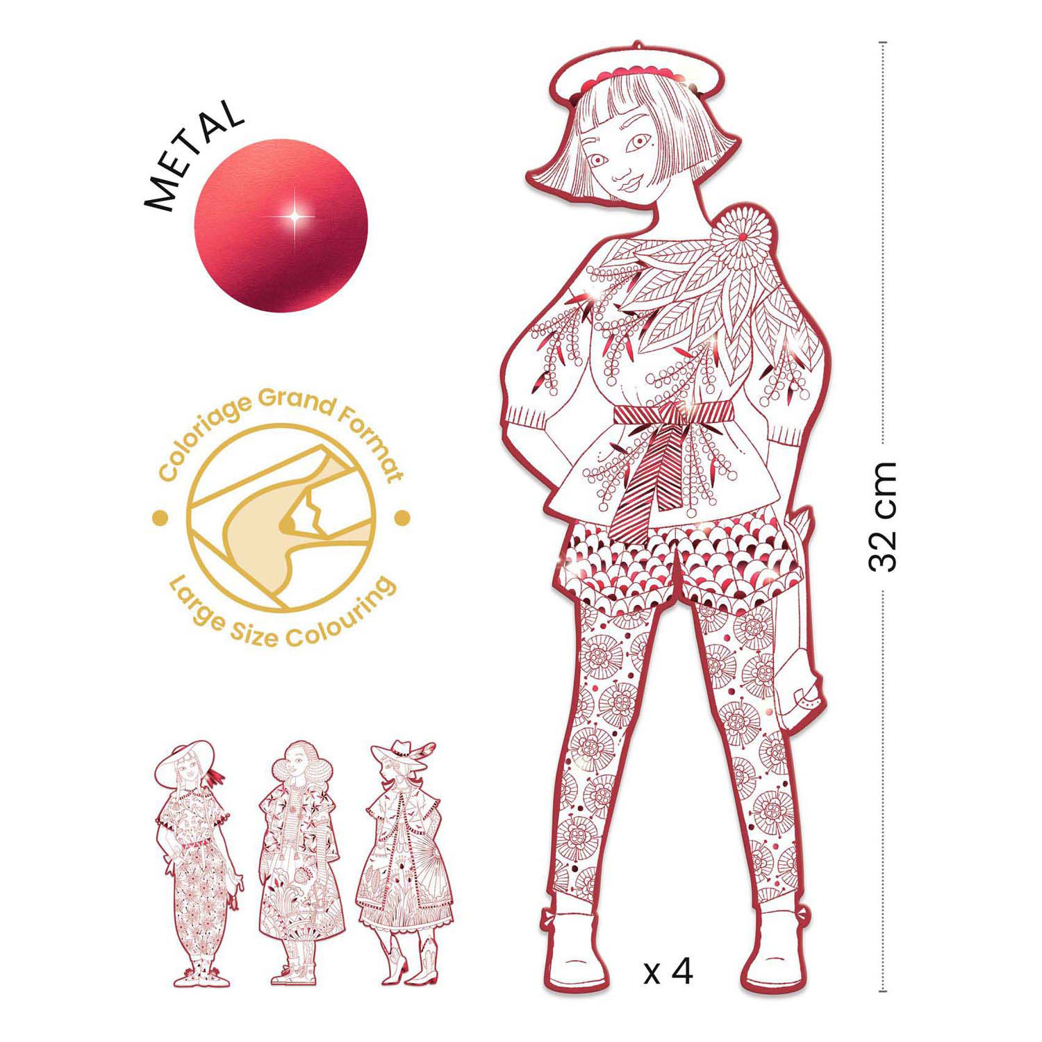 Coloriages Silhouette Mode Djeco Fiodor 32cm - 4 pcs.