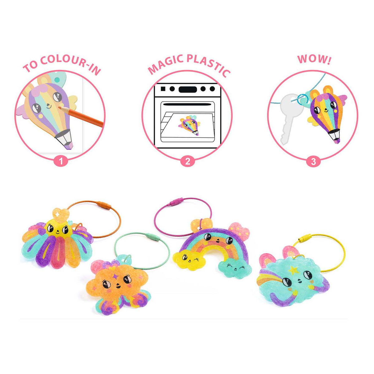 Djeco Knutselset Kawaii Sleutelhangers van Krimpfolie