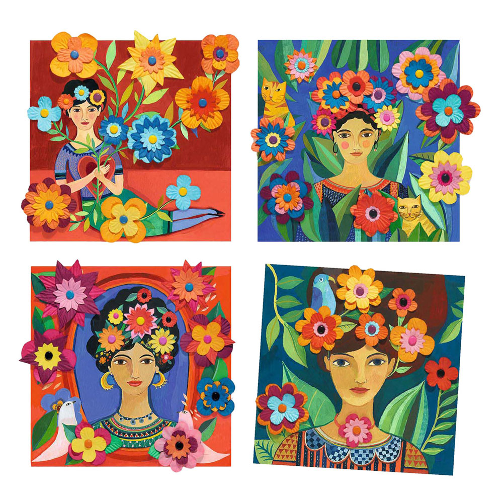 Djeco Knutselset Kaarten versieren met bloemen - Frida Kahlo