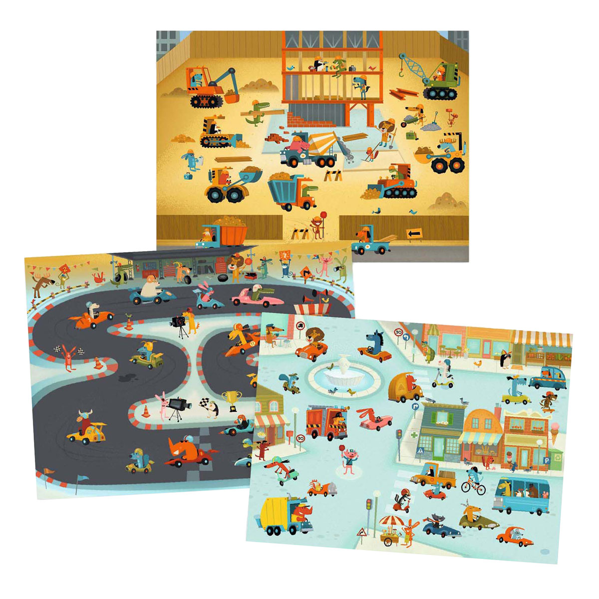 Djeco Wrijfstickers met Achtergronden - Voertuigen