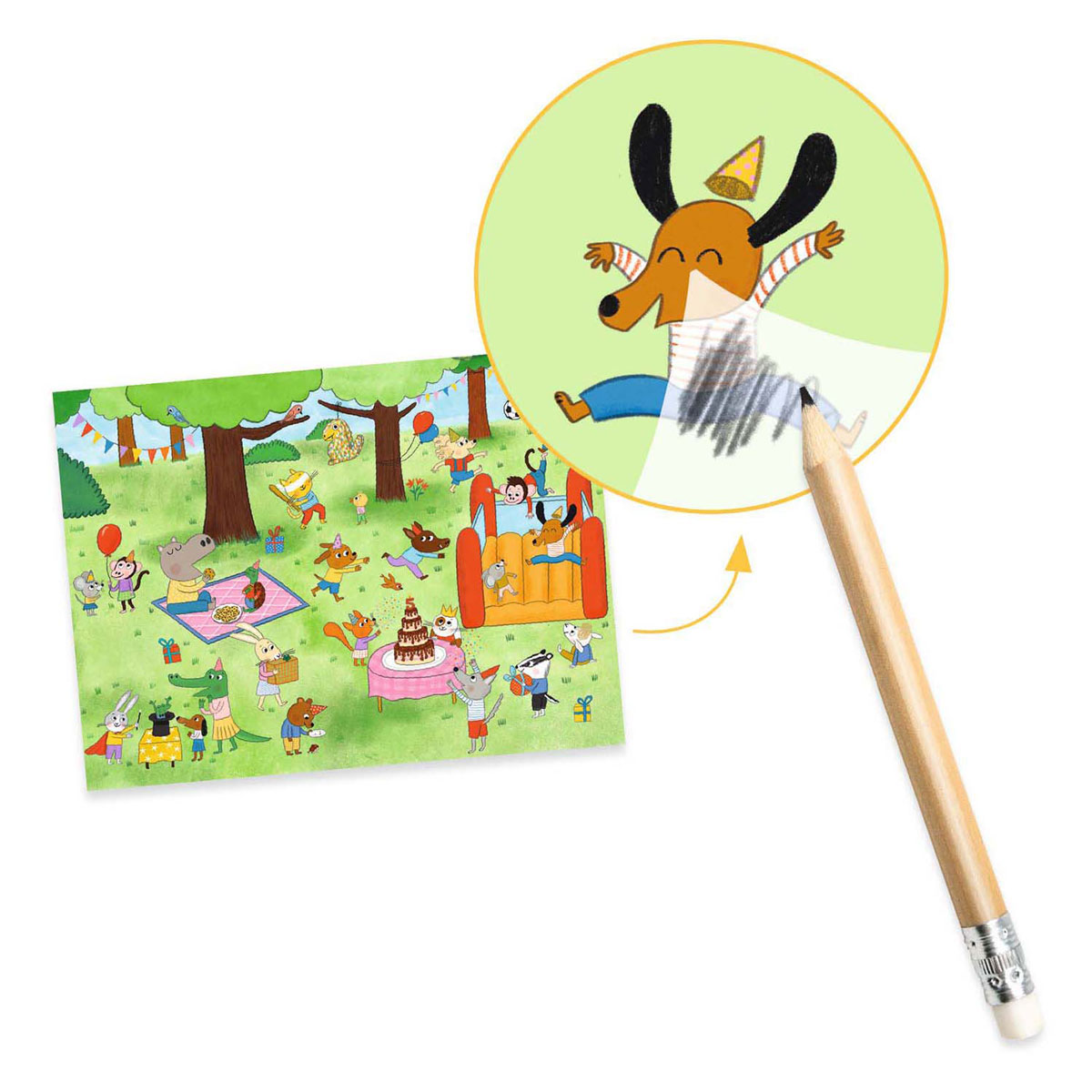 Cartes à gratter Djeco avec arrière-plans - Fête