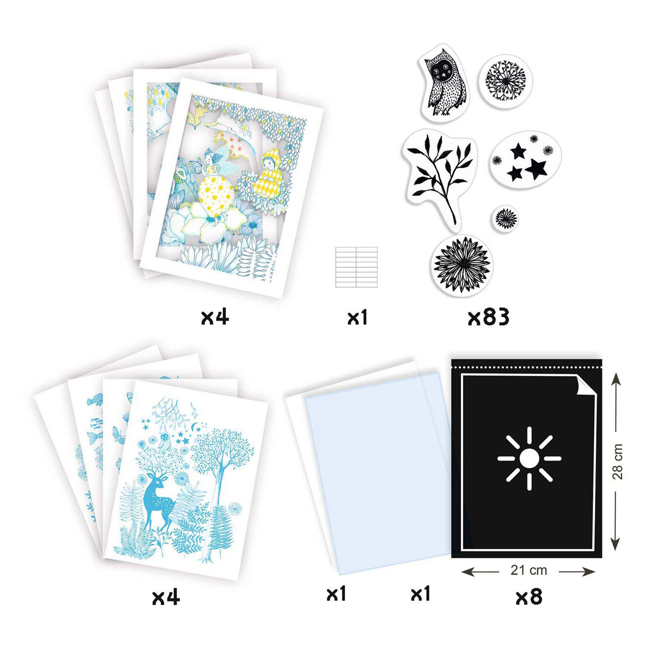 Djeco Knutselen Cyanotype Navulset - Nachtelijke Savanne