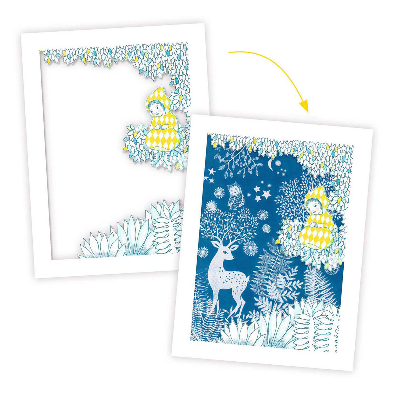 Djeco Knutselen Cyanotype Navulset - Nachtelijke Savanne