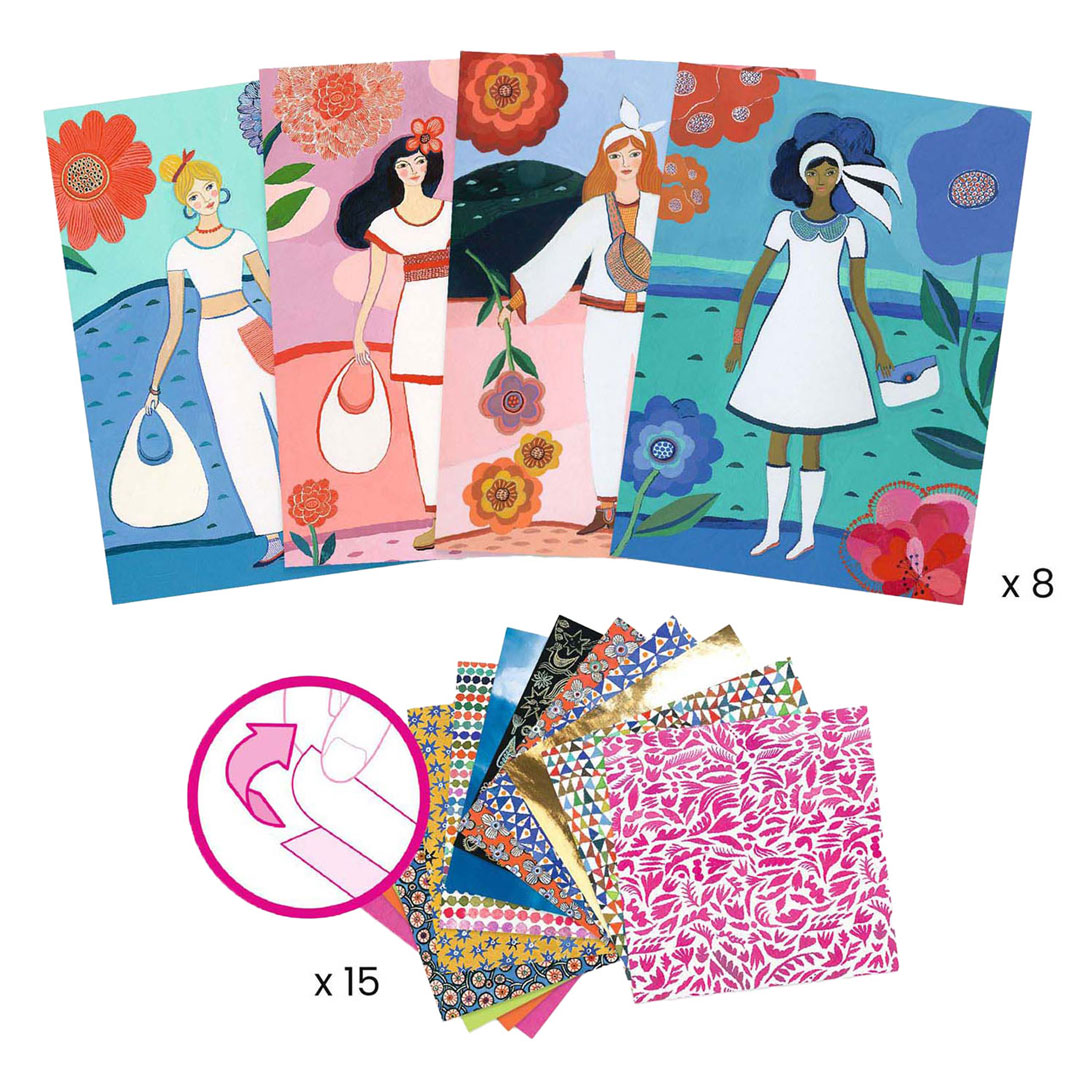 Djeco Mode Collages met 8 Kaarten