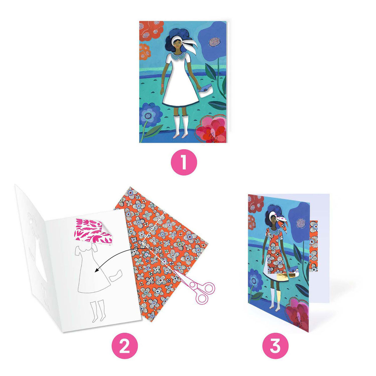Djeco Mode Collages met 8 Kaarten