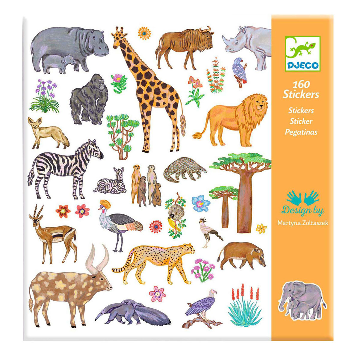 Djeco Sticker Afrikanische Tiere - 160 Sticker