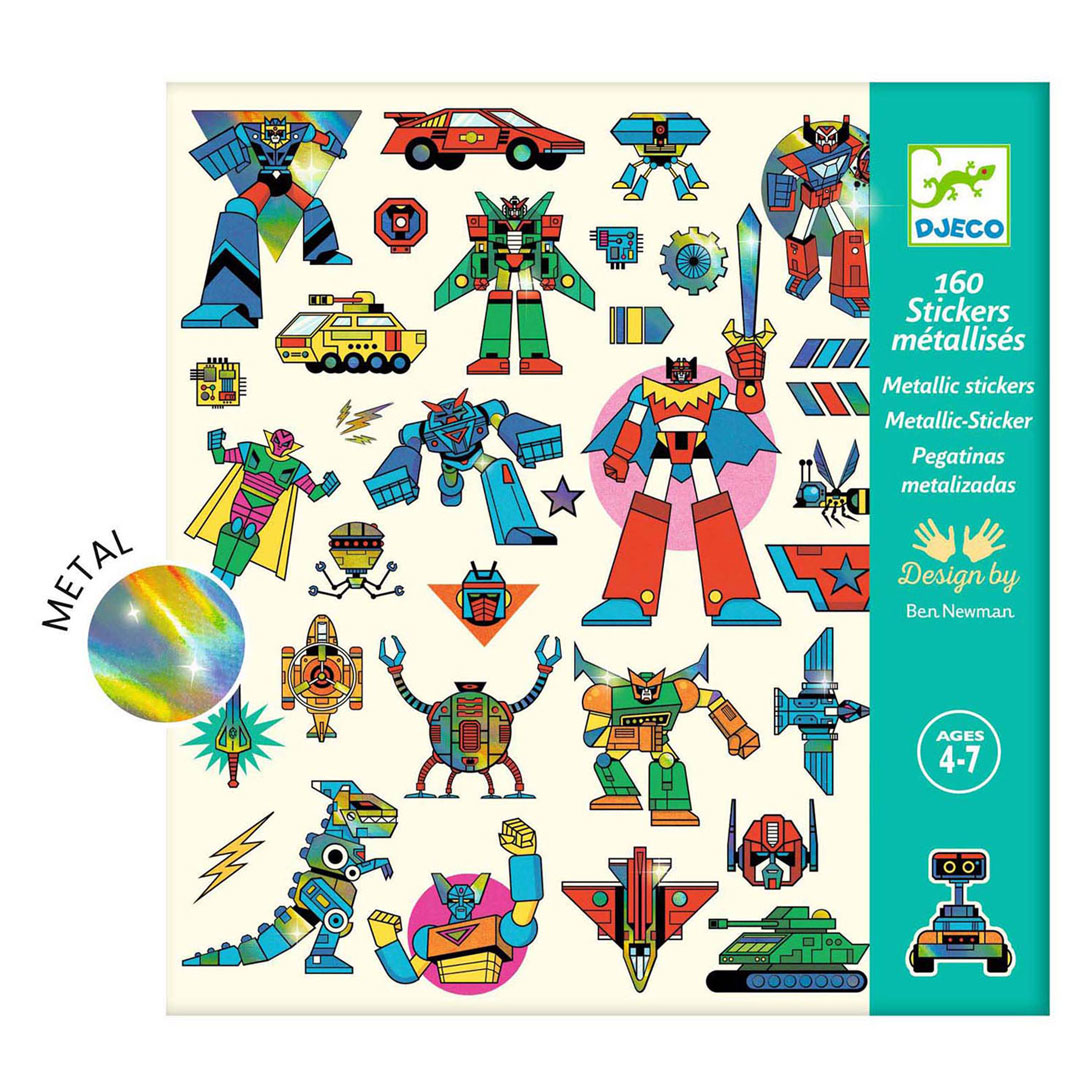 Djeco Stickers Metallic Robots - 160 Stickers