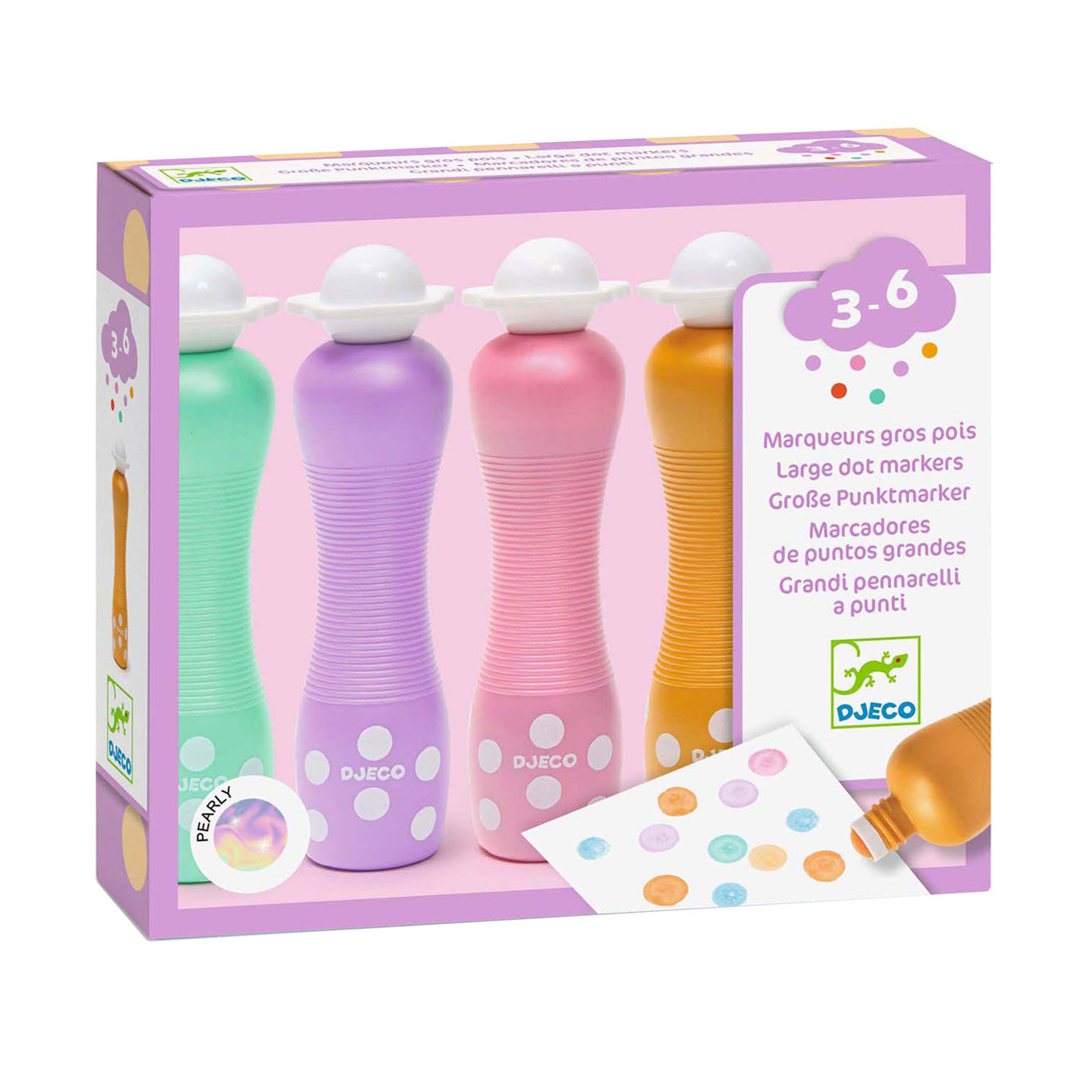 Djeco Dotted Marker mit Perlmutteffekt – 4 Stk.