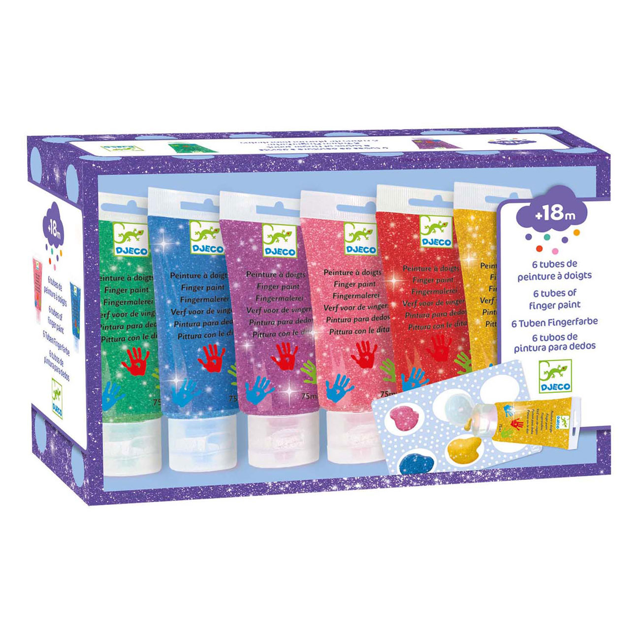 Djeco Glitter Vingerverf - 6st.