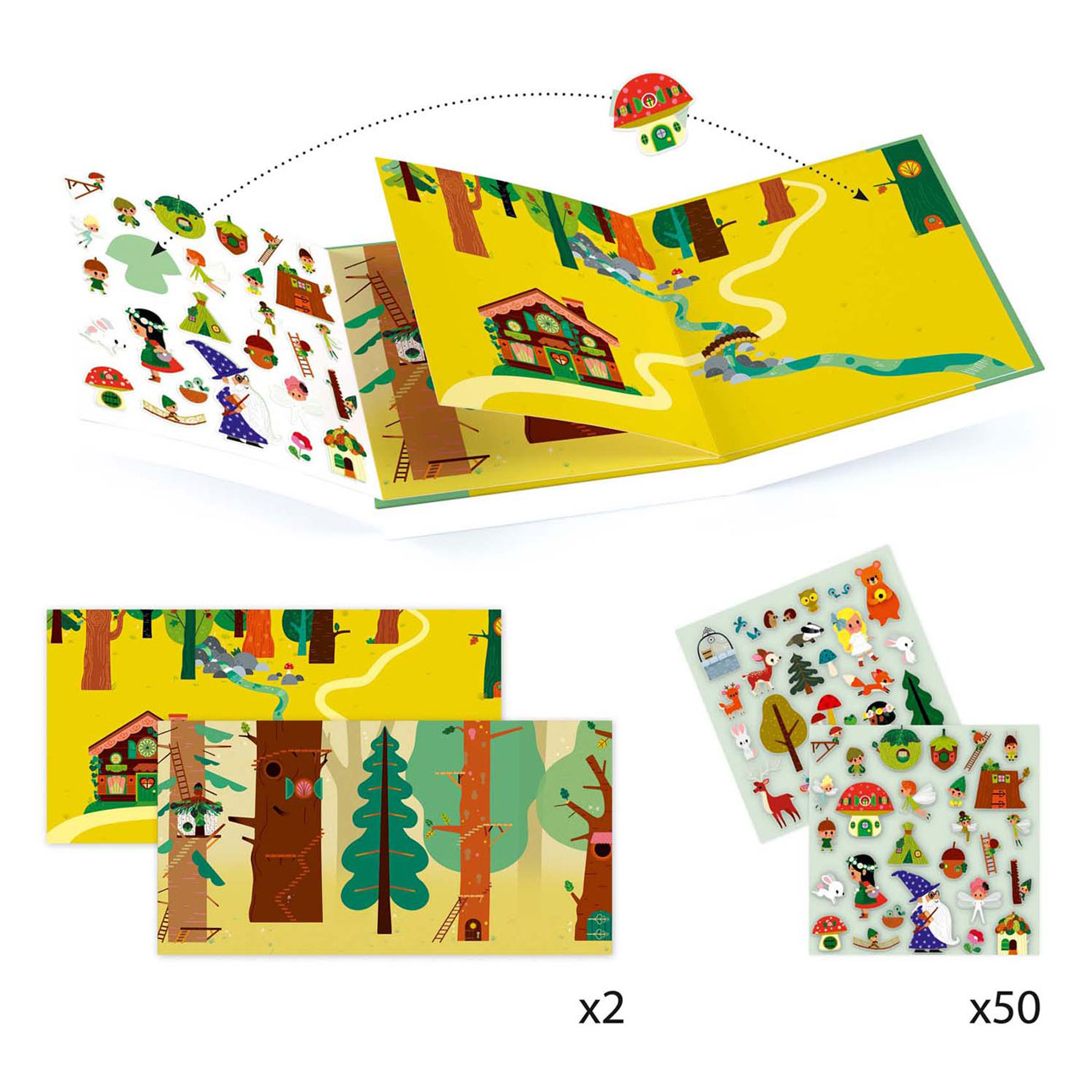 Djeco Verhalenboek met Stickers - The Magical Forest