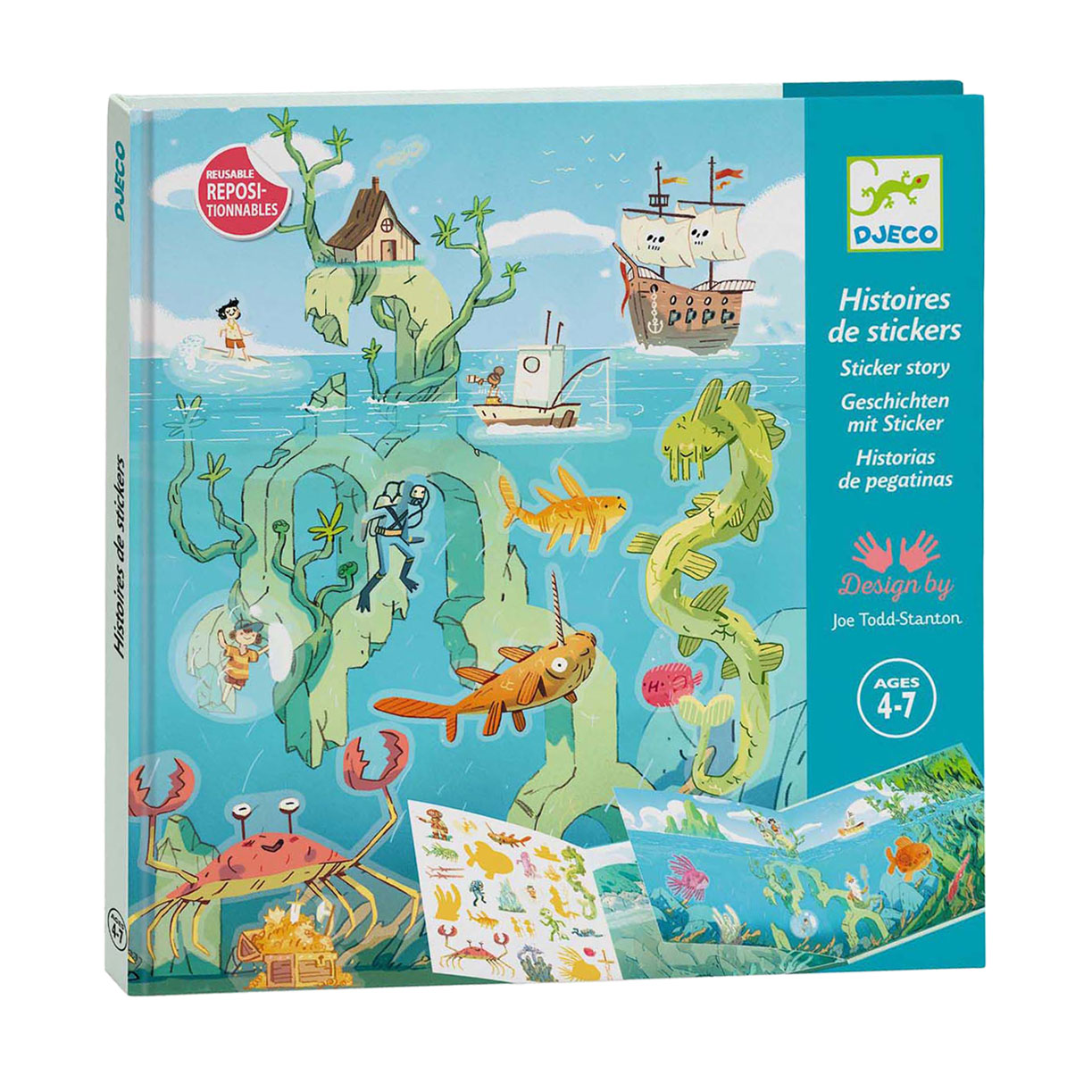 Djeco Verhalenboek met Stickers - Adventures at Sea