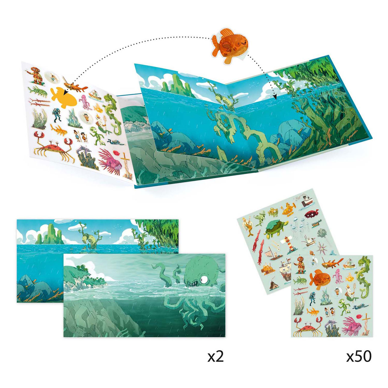Djeco Verhalenboek met Stickers - Adventures at Sea