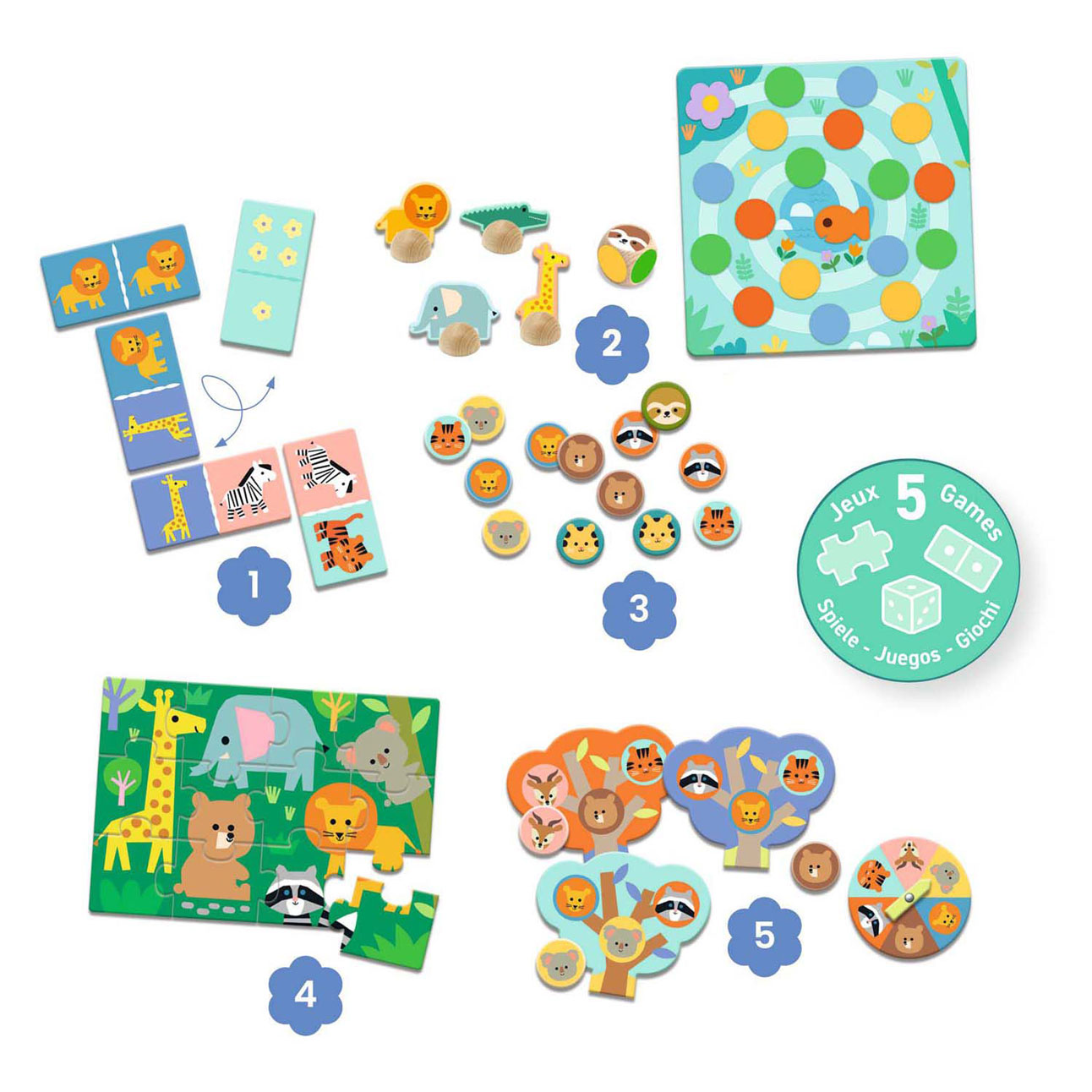 Djeco 5 Educatieve Spellen Dieren