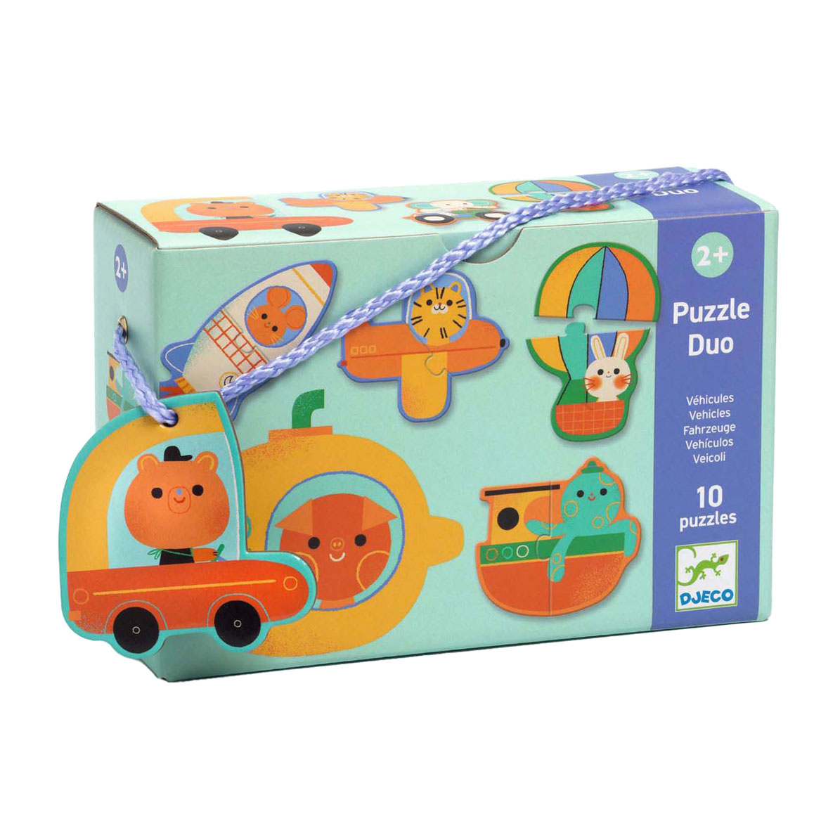 Djeco Duo Puzzel Voertuigen - 10 Puzzels