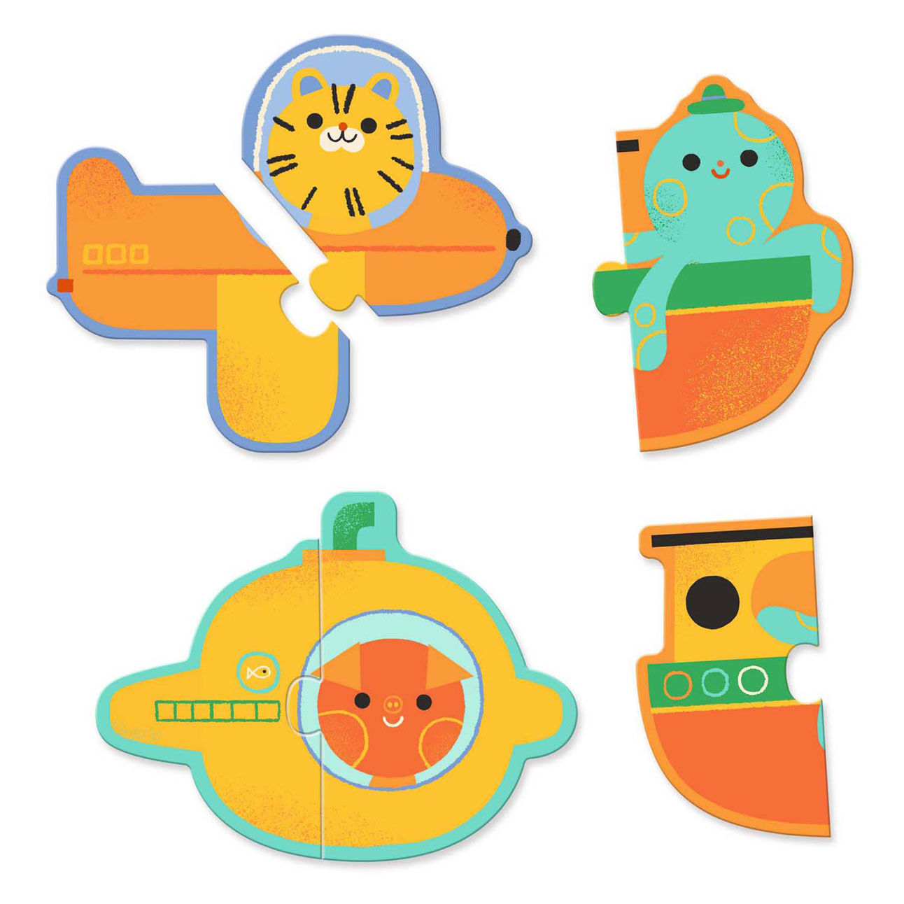 Djeco Duo Puzzel Voertuigen - 10 Puzzels