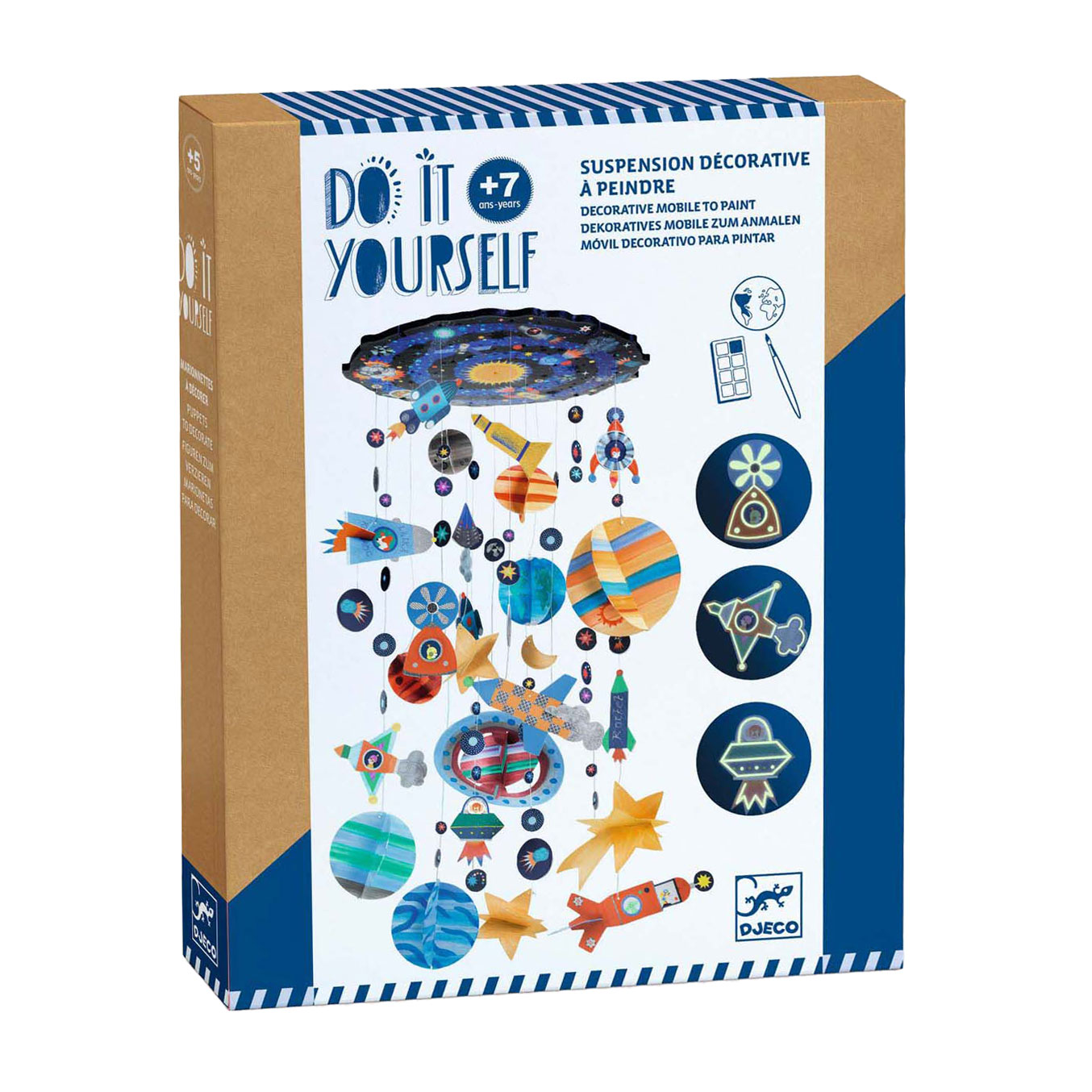 Djeco DIY - Zonnestelselmobiel incl 8 Kleuren Plakkaatverf