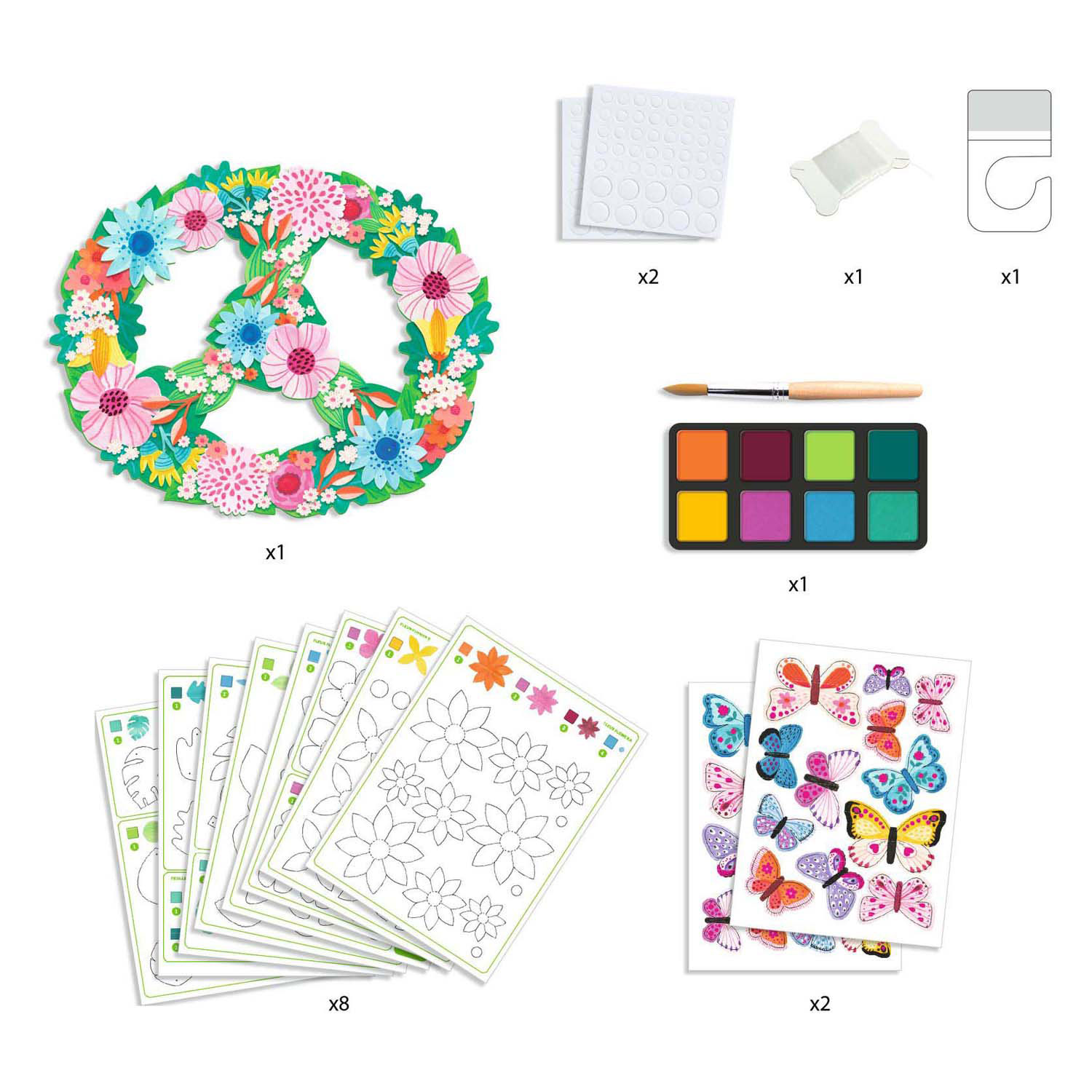 Djeco DIY - Bloemenmobiel incl 8 Kleuren Plakkaatverf
