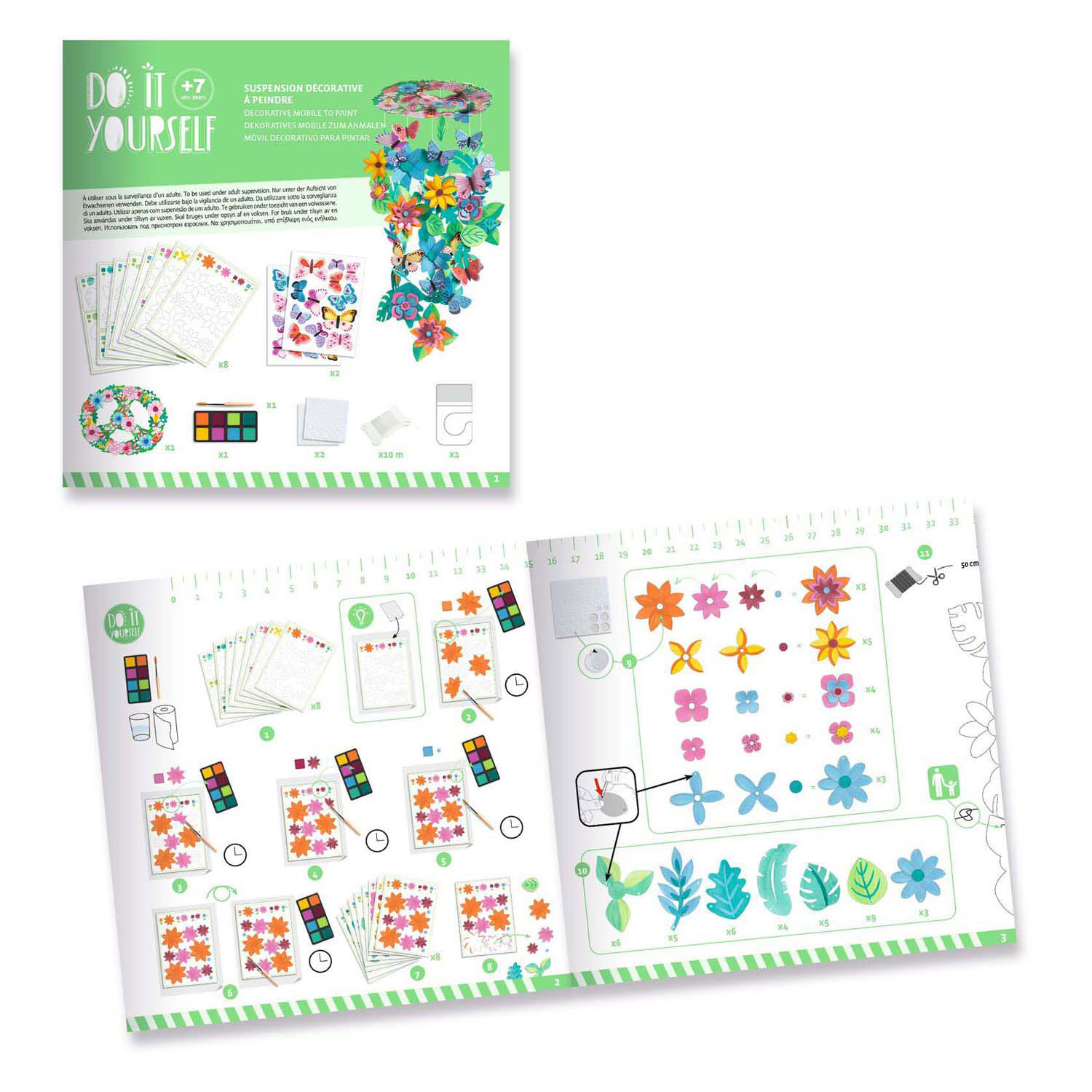 Djeco DIY - Bloemenmobiel incl 8 Kleuren Plakkaatverf