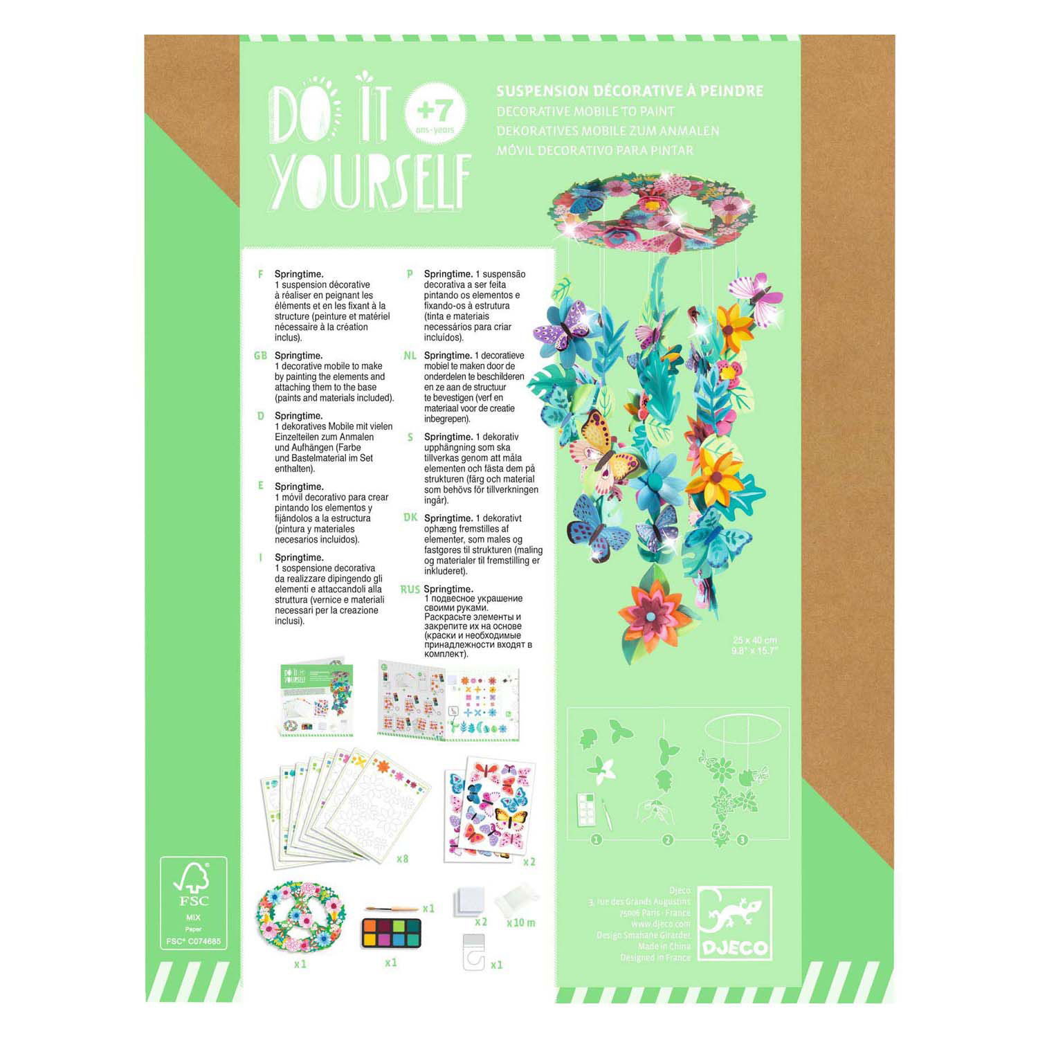 Djeco DIY - Bloemenmobiel incl 8 Kleuren Plakkaatverf
