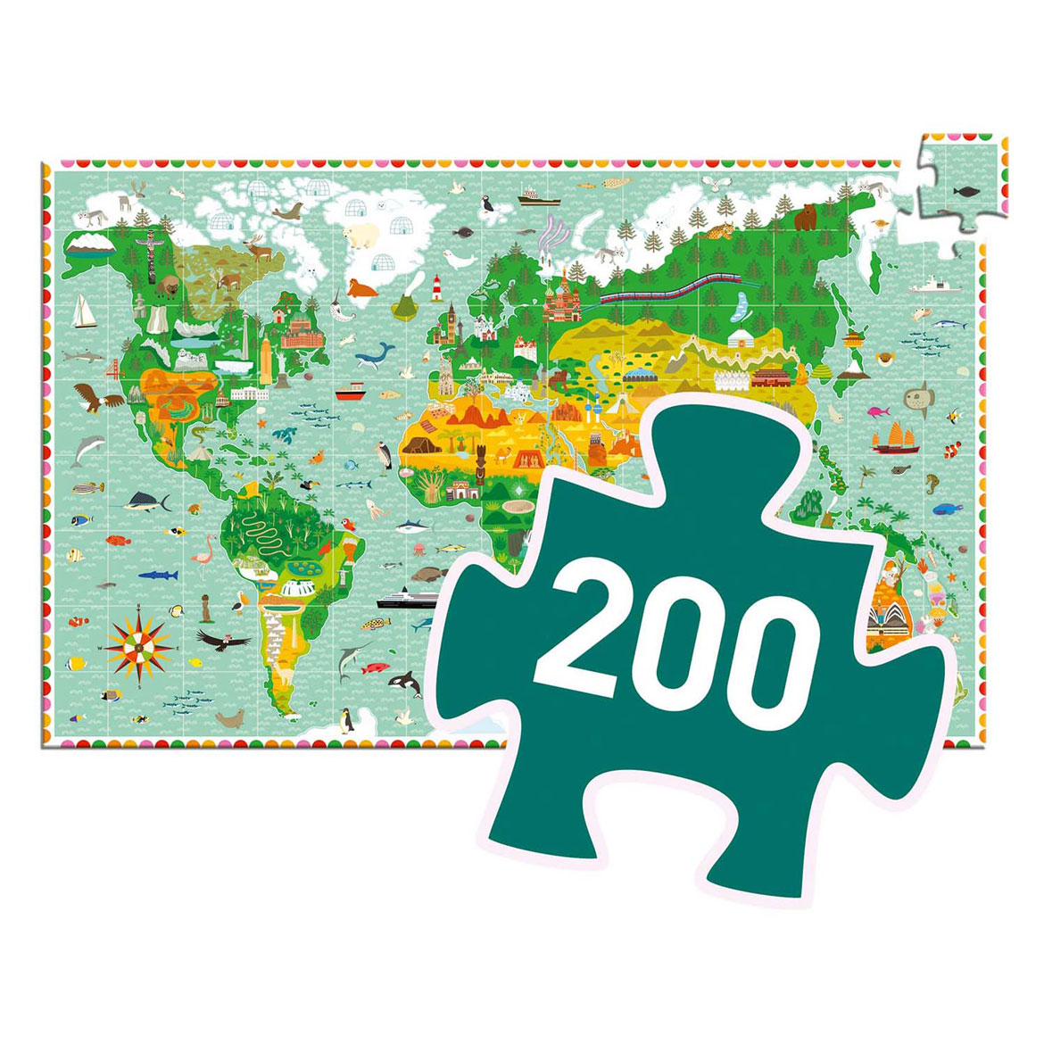 Djeco Legpuzzel Wereld - 200st. 