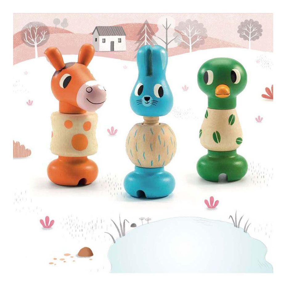 Djeco Houten Draaipuzzel Dieren - 9dlg.