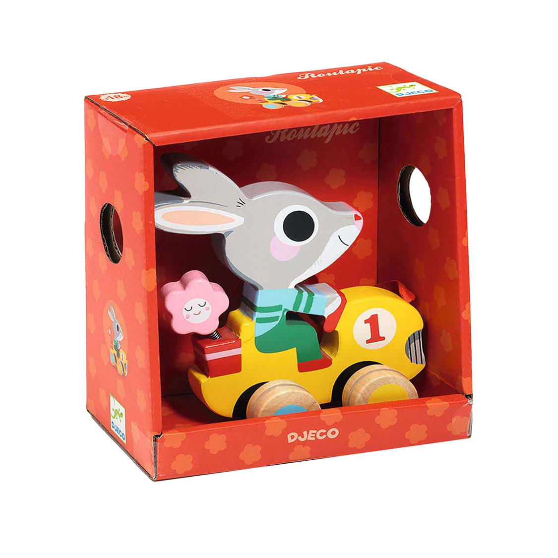 Djeco Houten Trekfiguur Kleurrijk Konijn