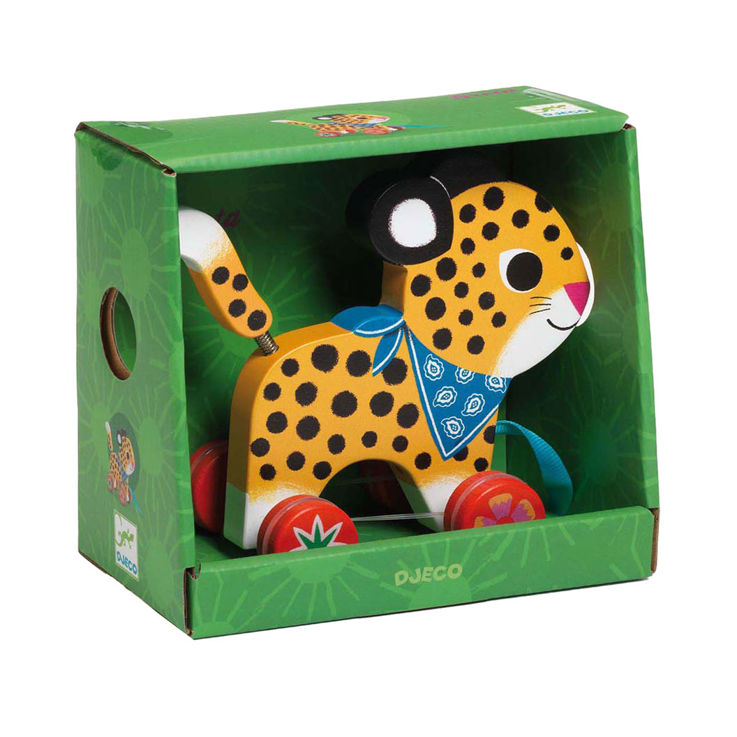Djeco Houten Trekfiguur Luipaard