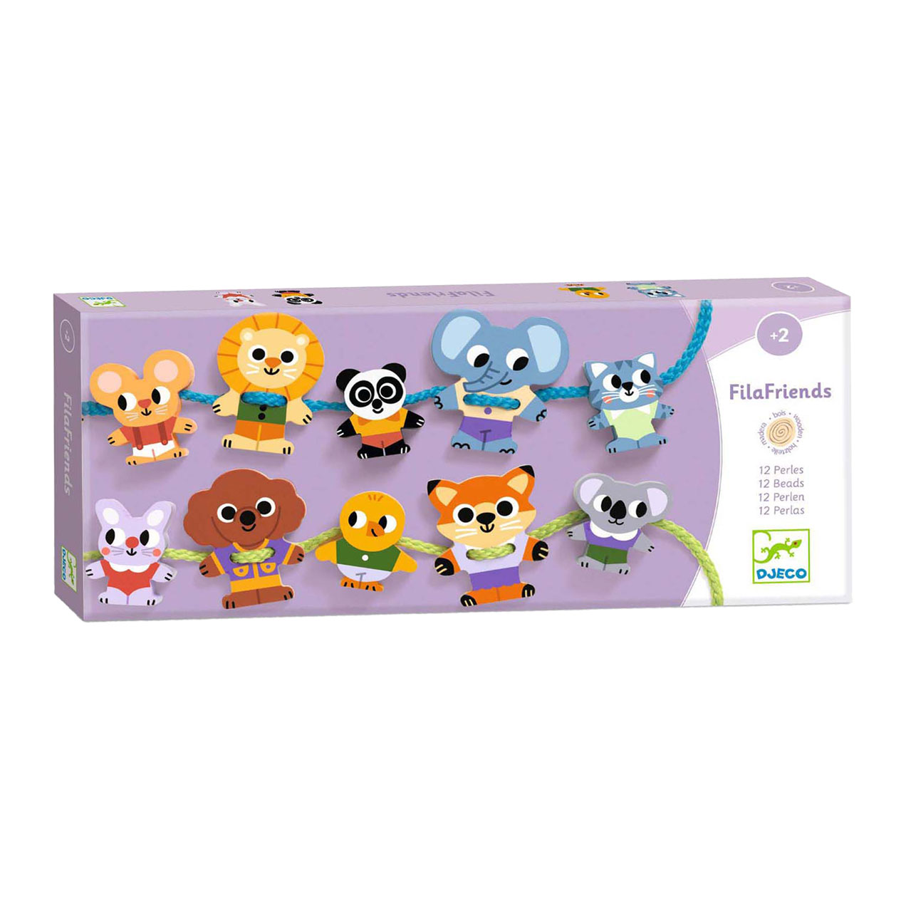 Djeco Houten Rijgkralen Dieren - Incl 2 Koordjes