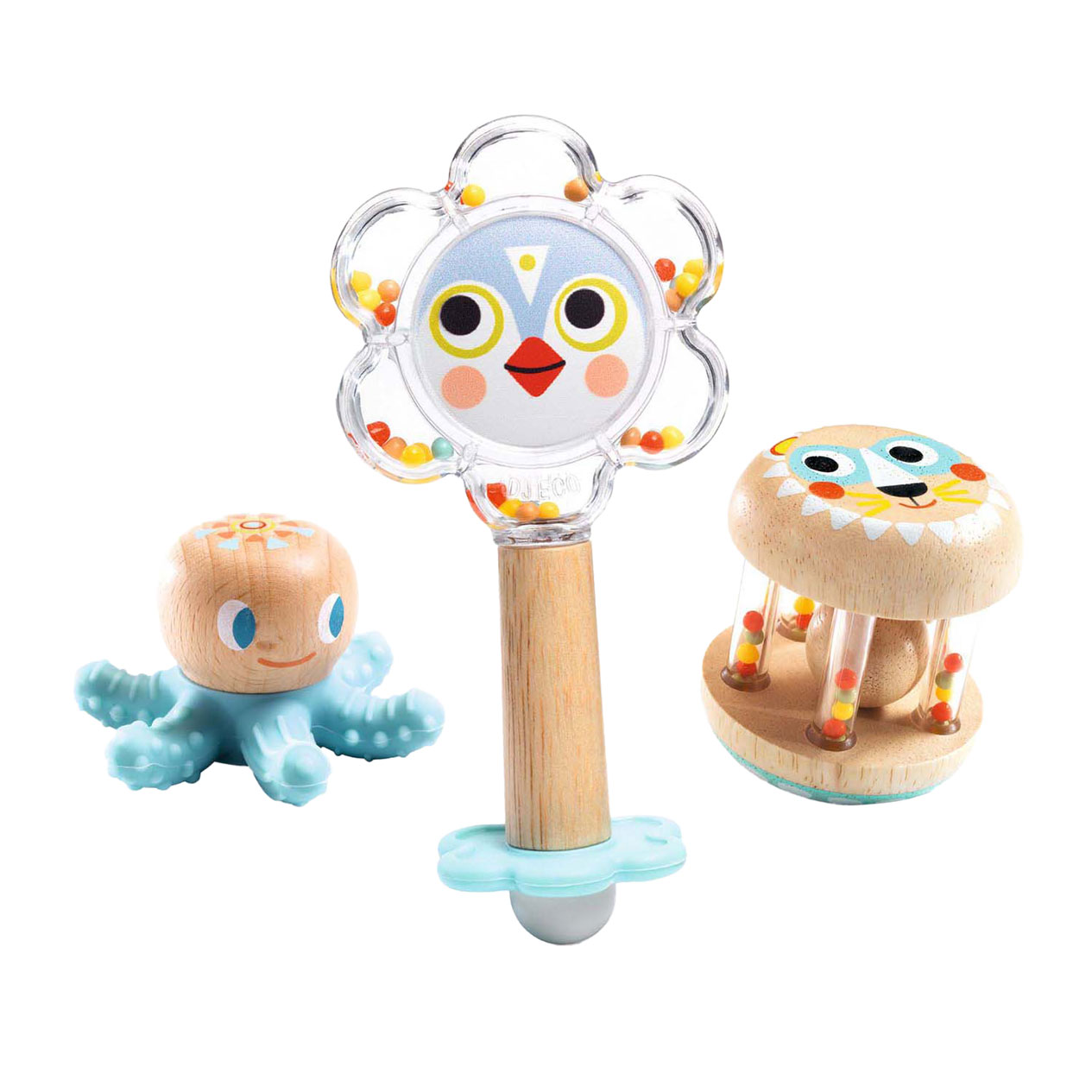Djeco Baby Cadeausetje met Bijting en 2 Rammelaars
