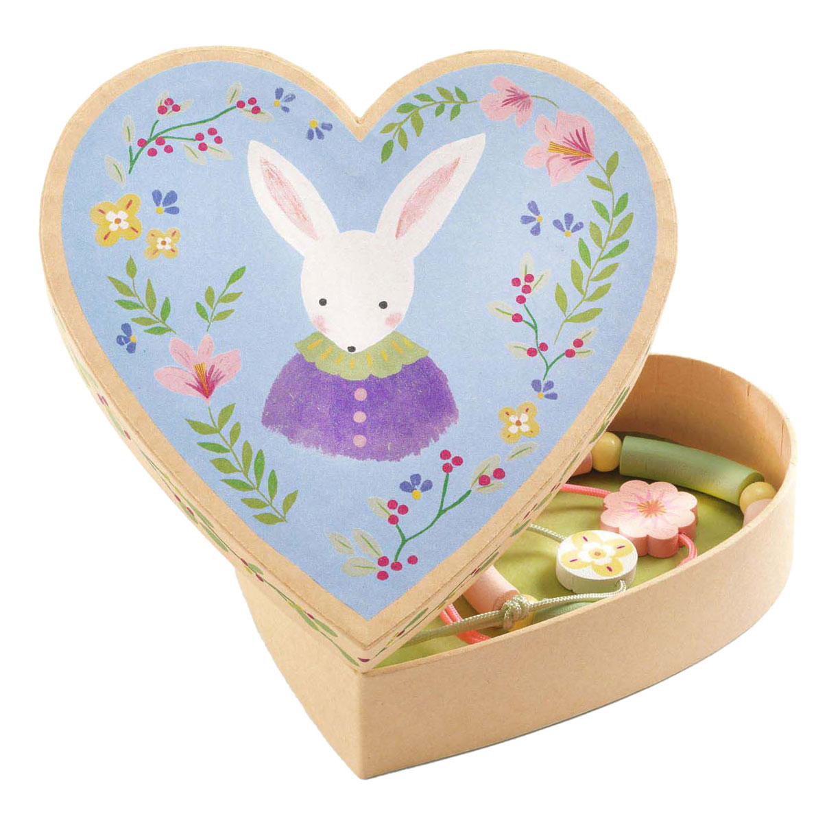 Djeco Coffret Lapin en forme de cœur avec 3 bracelets
