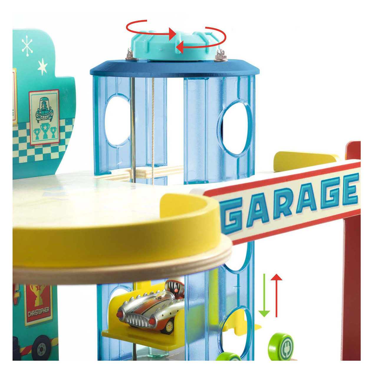 Djeco Houten Garage met Voertuigen