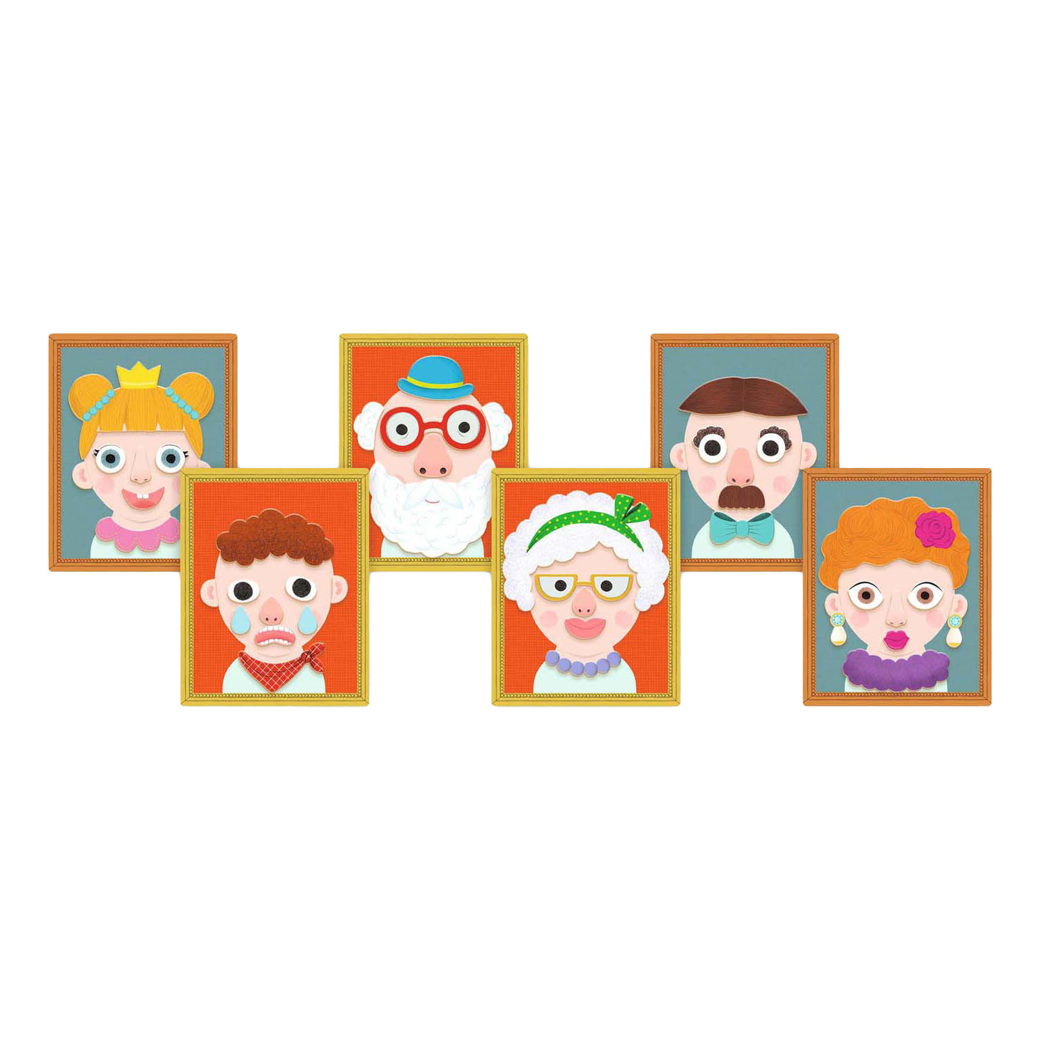Djeco Houten Magneten Mix en Match - Portretten