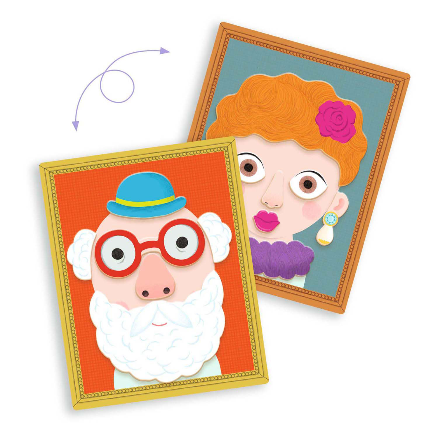 Djeco Houten Magneten Mix en Match - Portretten