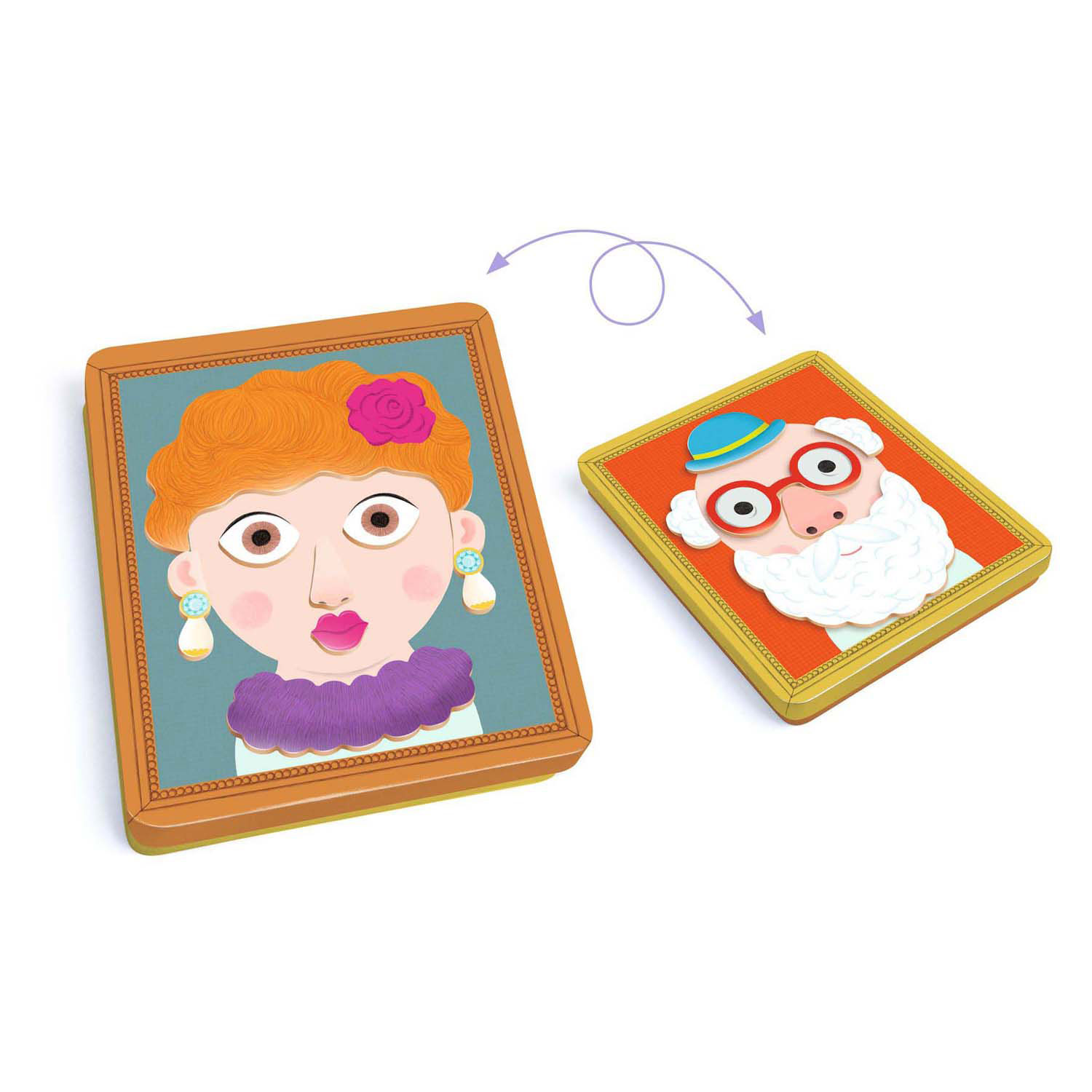 Djeco Houten Magneten Mix en Match - Portretten