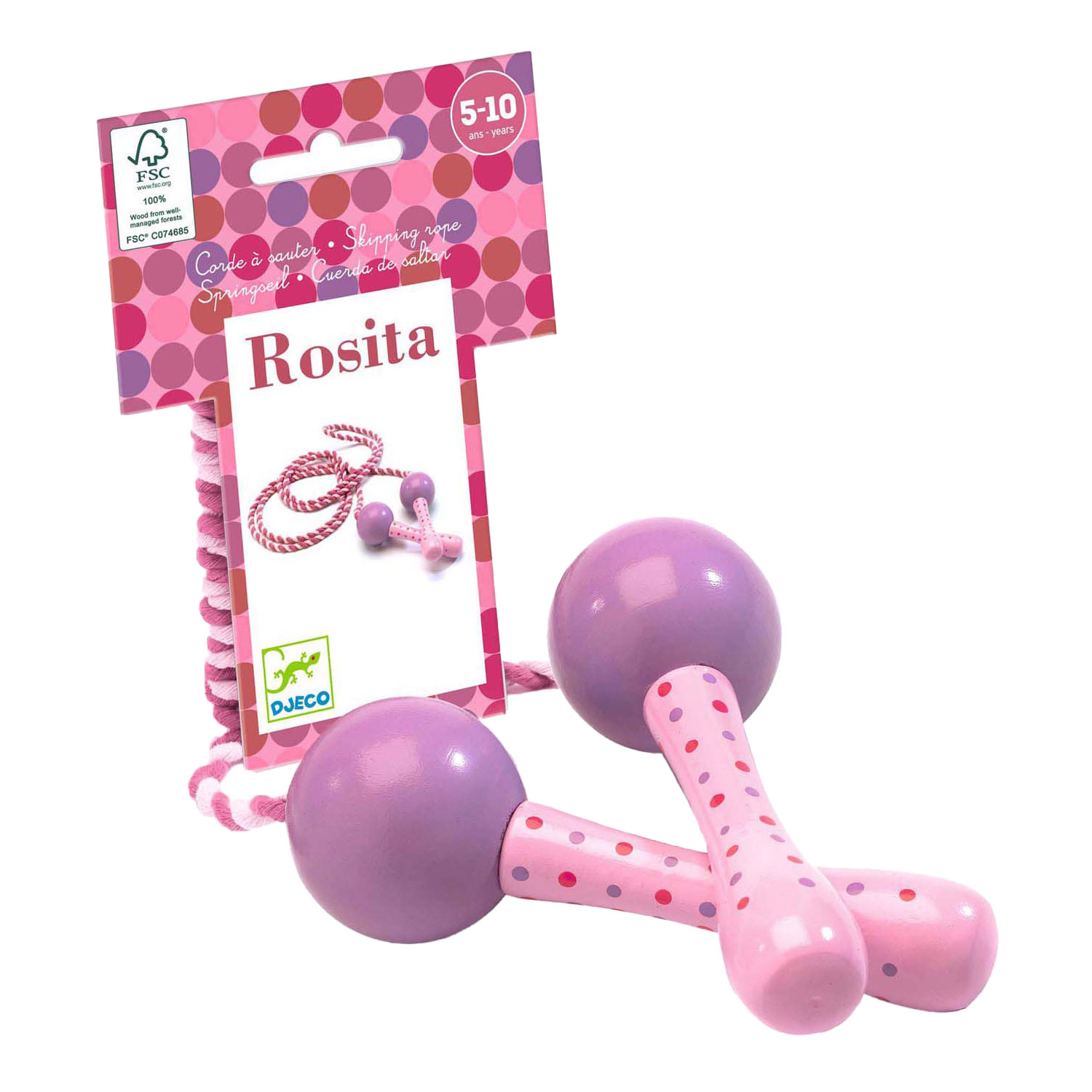 Djeco Springtouw met Houten Handvaten - Roze