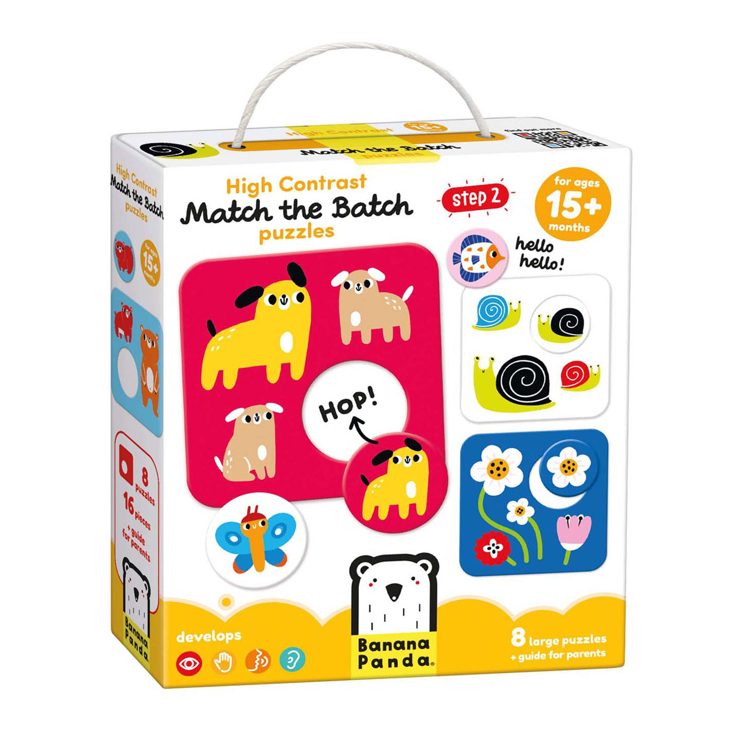 Banana Panda - Puzzle à contraste élevé Trouvez le même - 8 pièces.