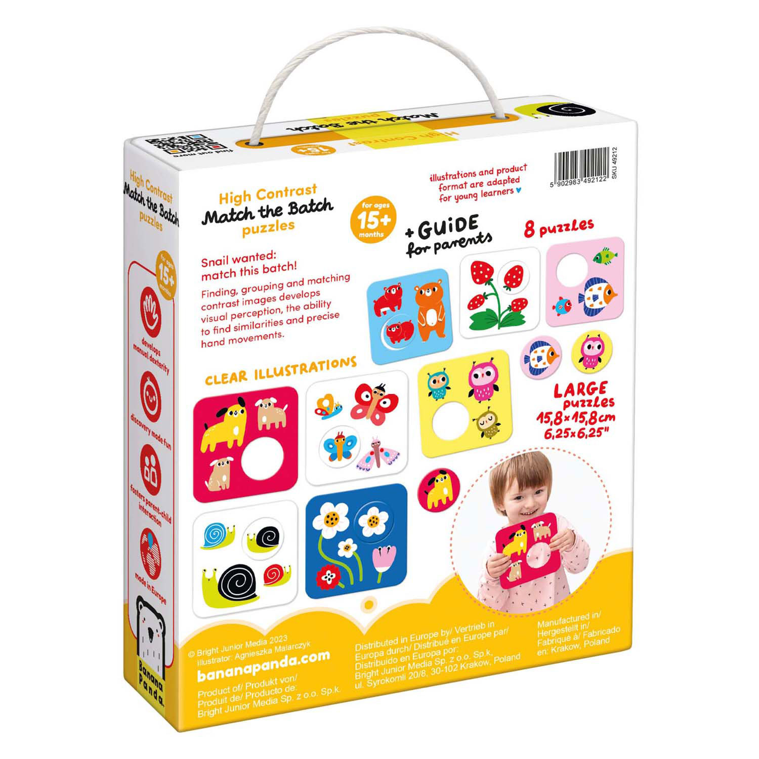 Banana Panda - Puzzle à contraste élevé Trouvez le même - 8 pièces.