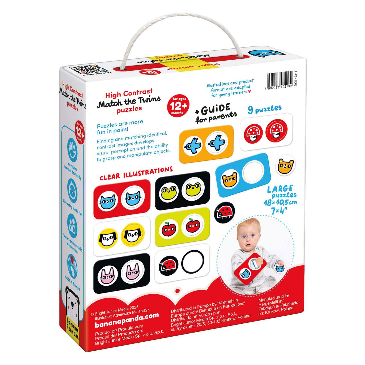 Banana Panda - Hoog Contrast Puzzel Zoek de Tweeling - 8dlg.