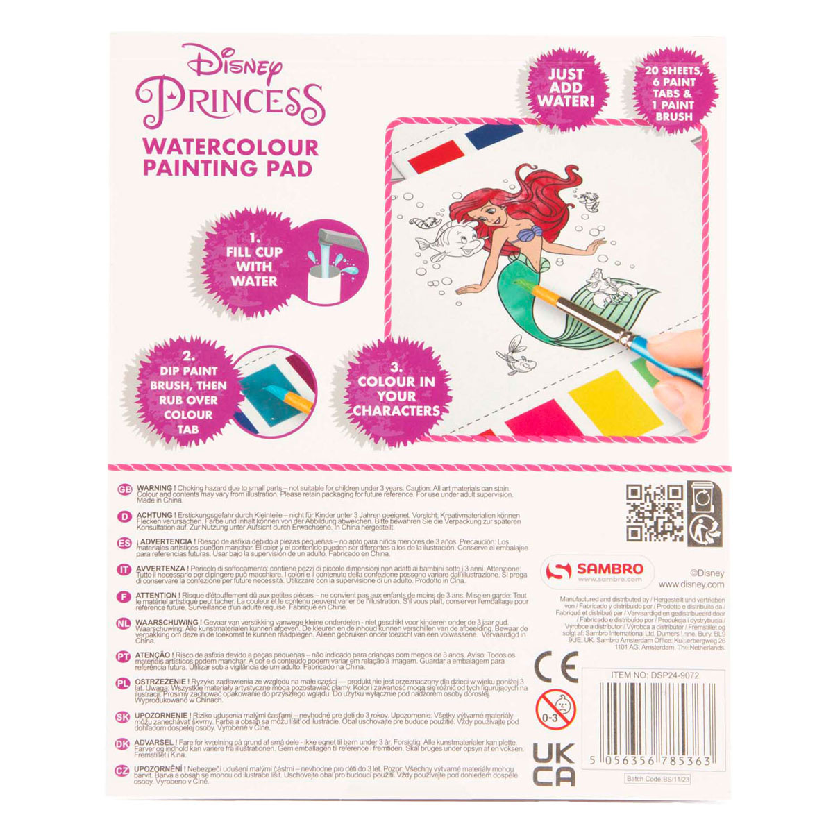 Disney Prinses Kleuren met Water Kleurblok, 27dlg.