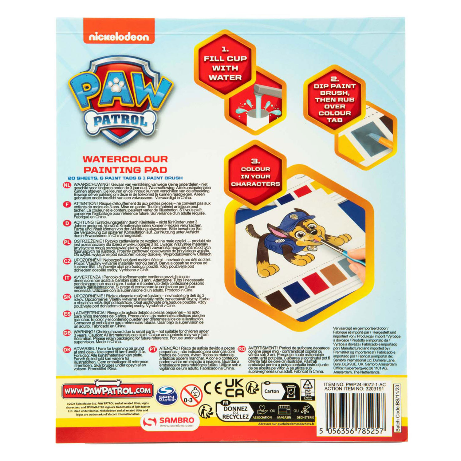 PAW Patrol Kleuren met Water Kleurblok, 27dlg.